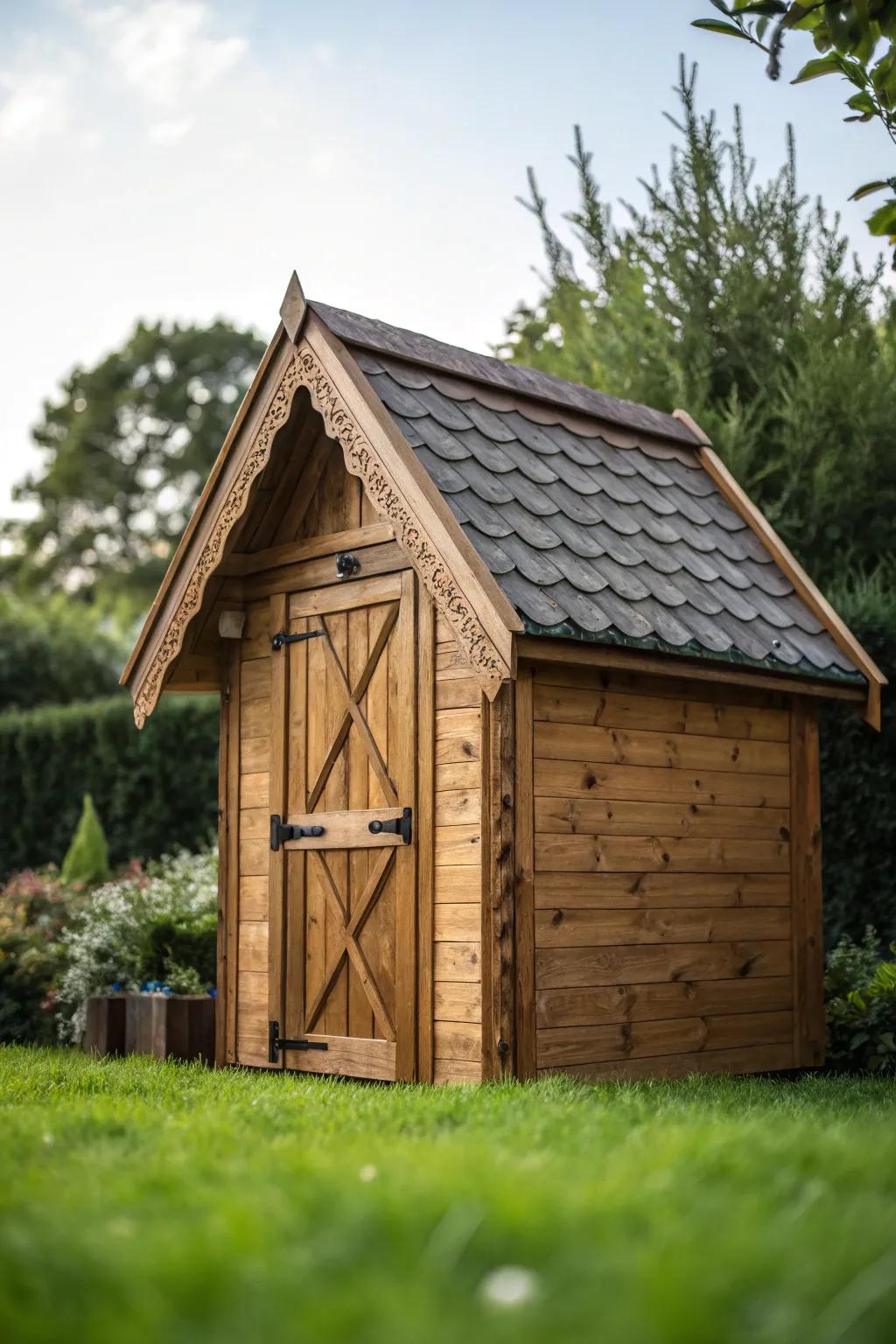 Timeless charm meets functional design in this classic gable roof shed, a masterpiece for any craftsman enthusiast.
