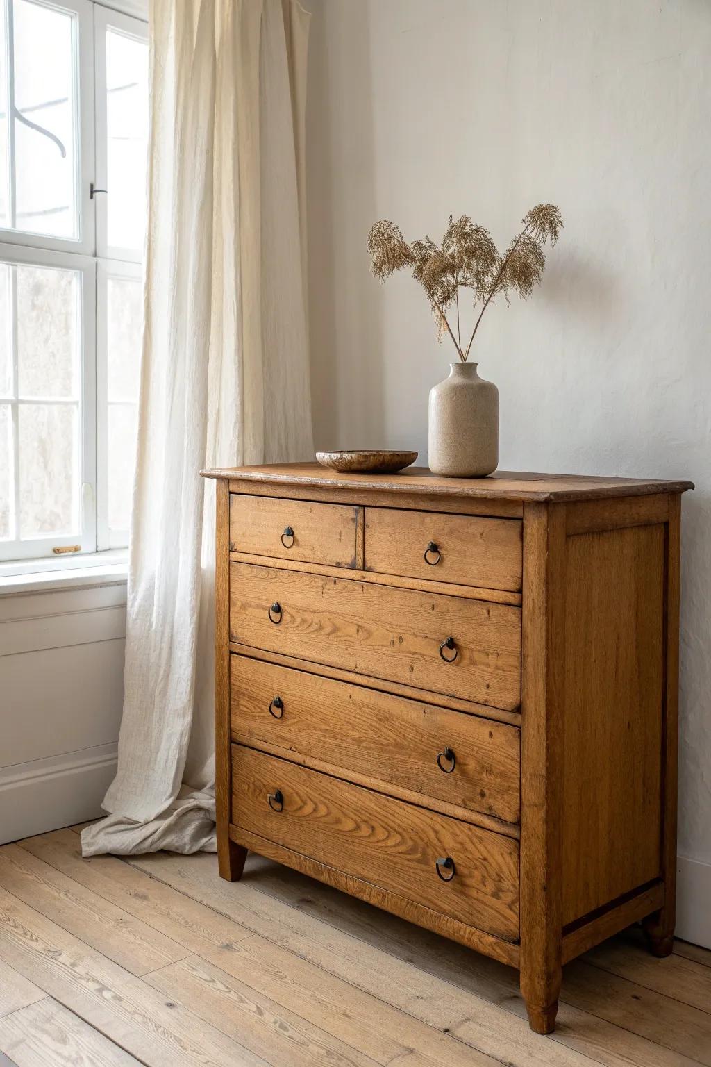 Start with one statement dresser—then let your smaller antiques orbit it like a room.