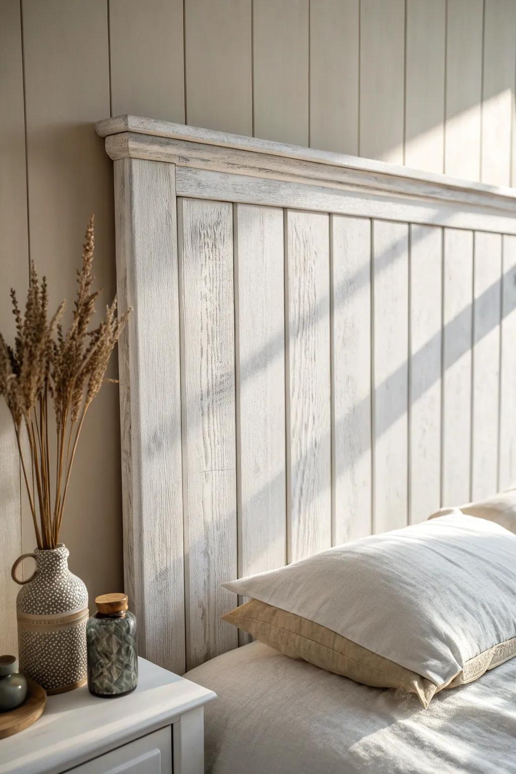 Classic shiplap headboard wall paneling: clean lines, cozy warmth, timeless calm.