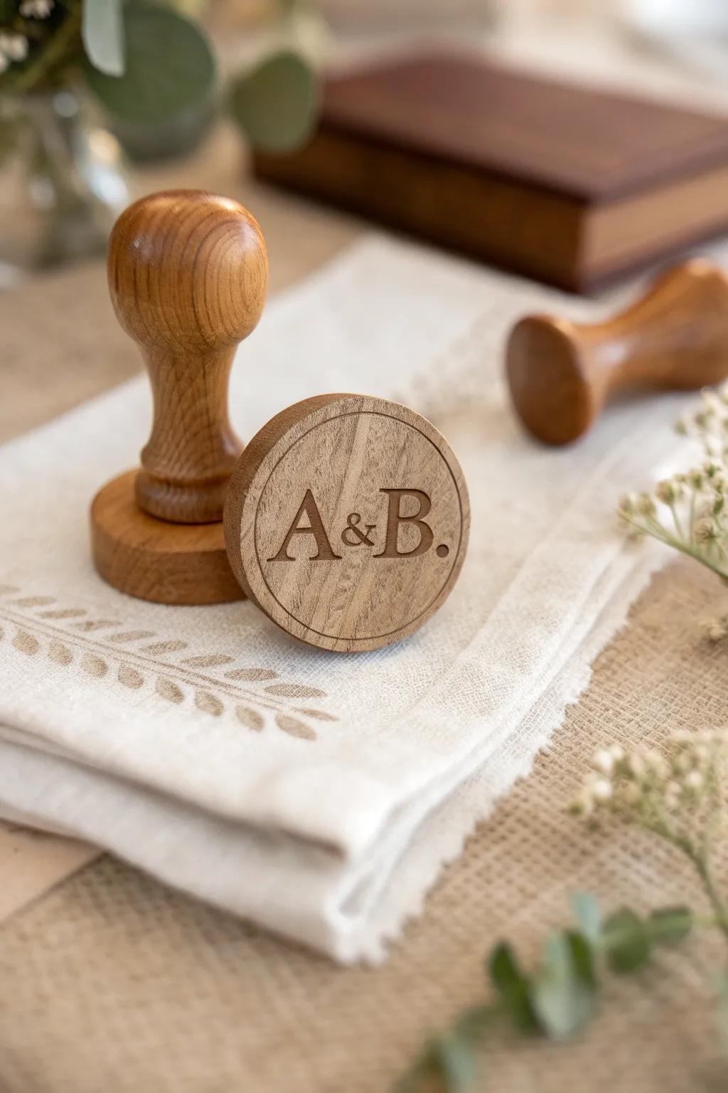 Add a personal touch to your library with a classic name and initials book stamp.