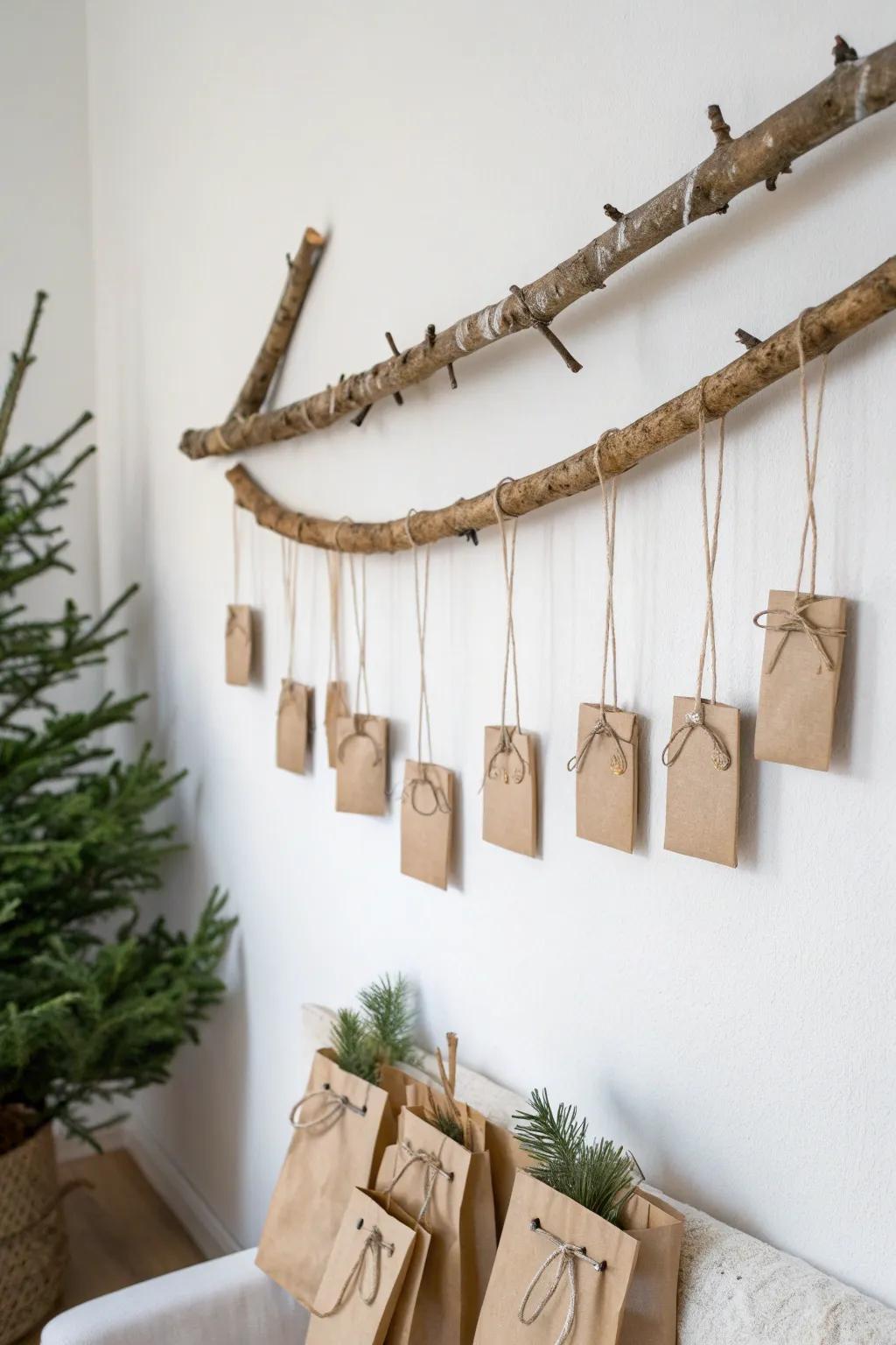 Embrace the beauty of simplicity with this Rustic Advent Calendar Branch—where natural elegance meets handcrafted charm.