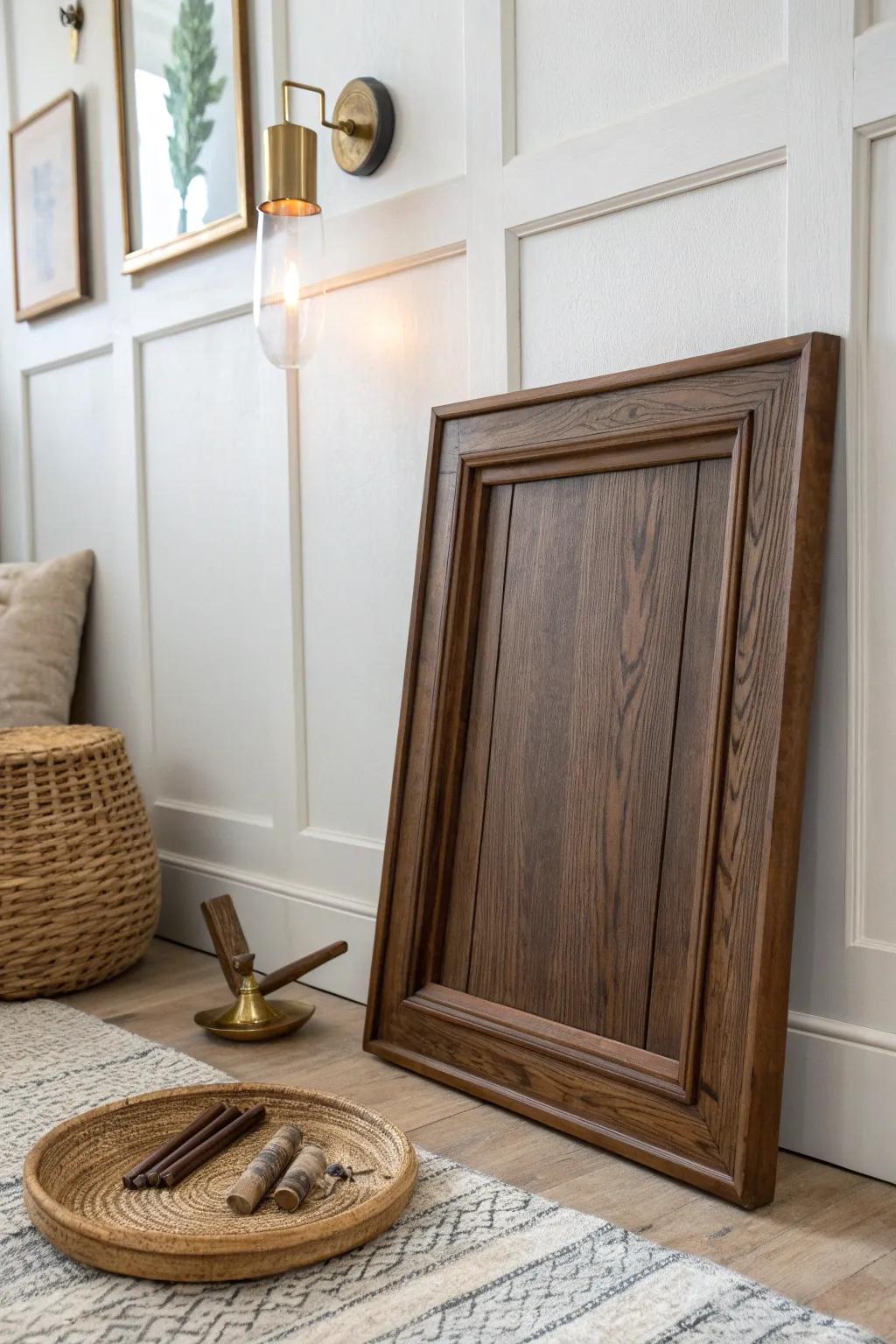 Deep walnut wainscoting adds instant cigar-lounge warmth—classic, durable, and beautifully crafted.