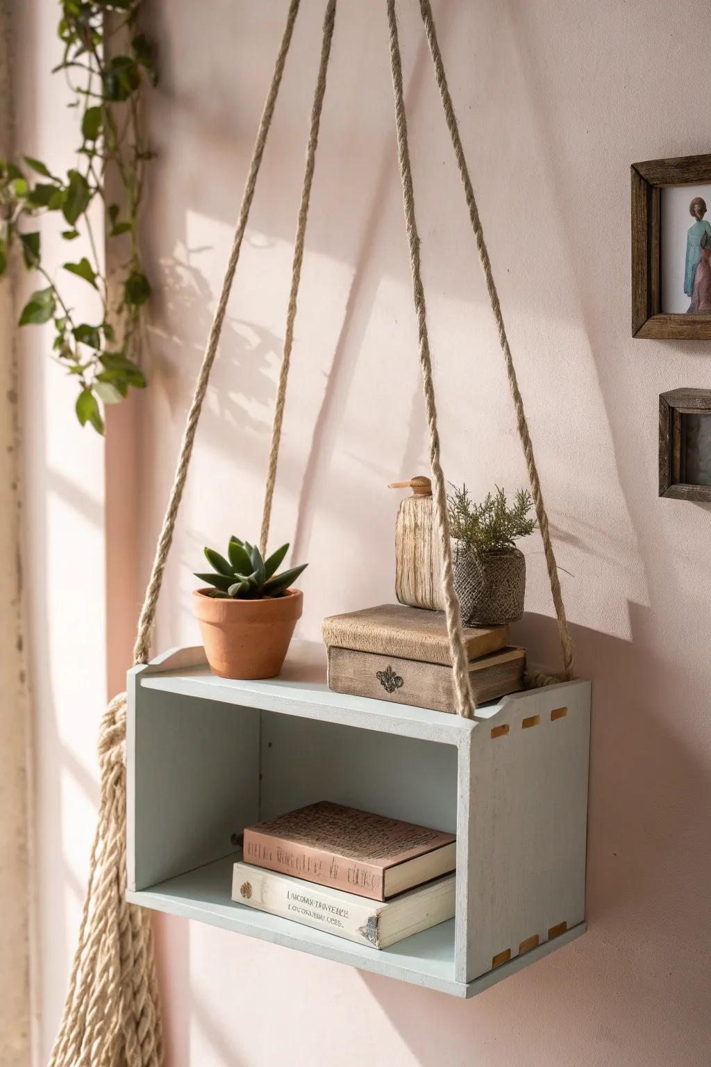Transform ordinary shoe boxes into chic hanging shelves with a minimalist boho twist!
