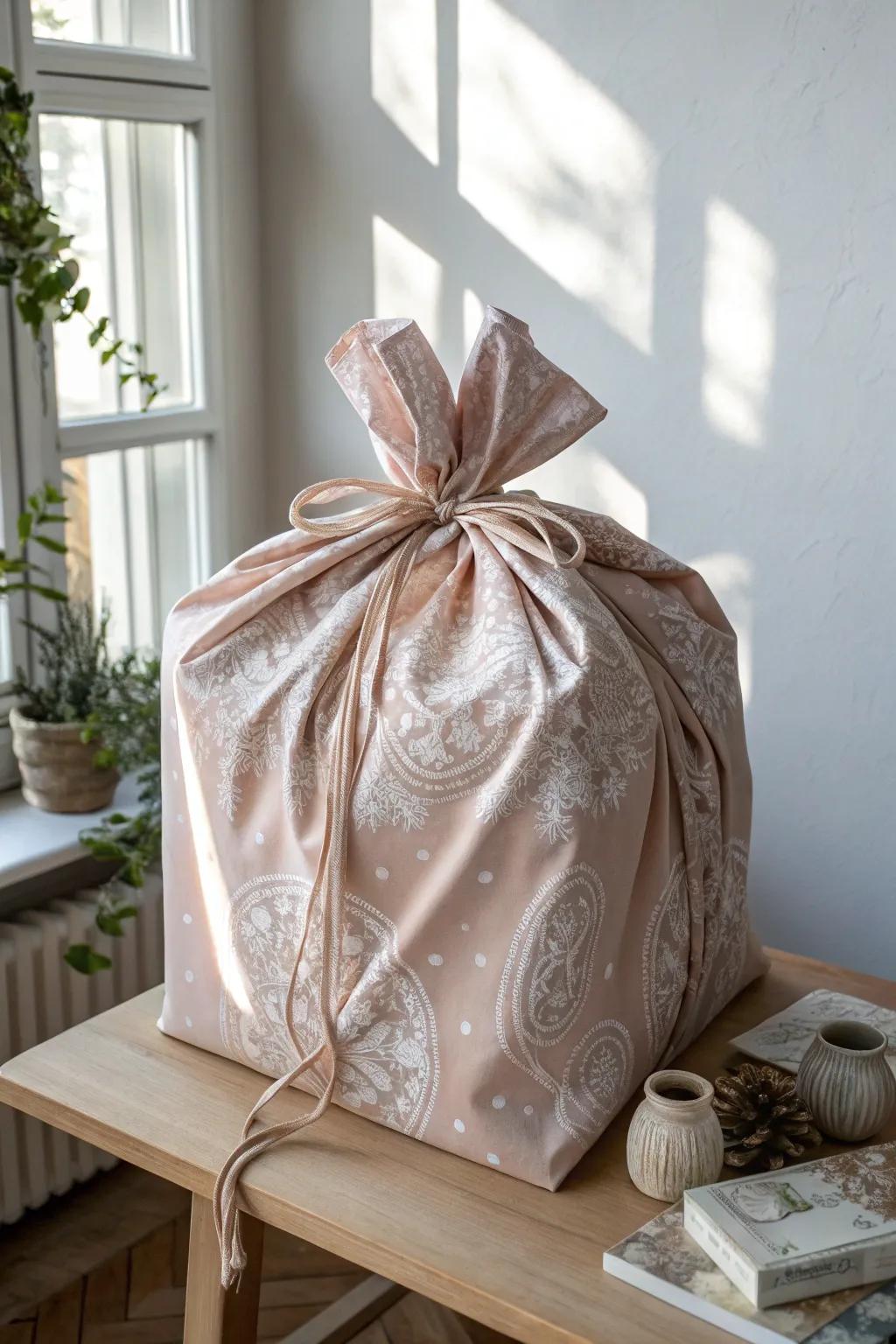 Wrap your gift in style with a touch of fabric elegance. Perfect for those who value simplicity and sustainability.