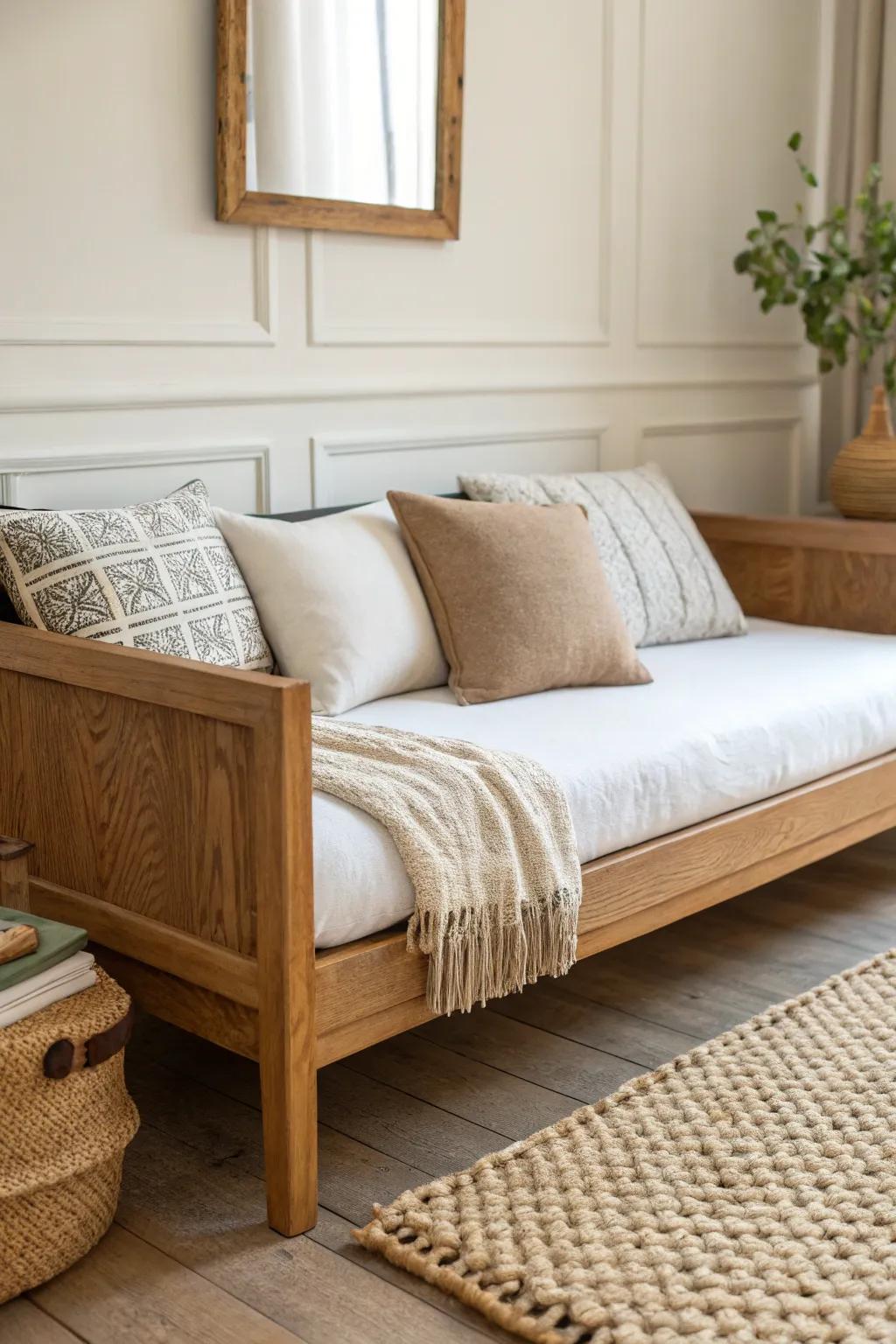 Style your daybed like a sofa with Euro shams + lumbar pillows for a cozy, polished lounge.