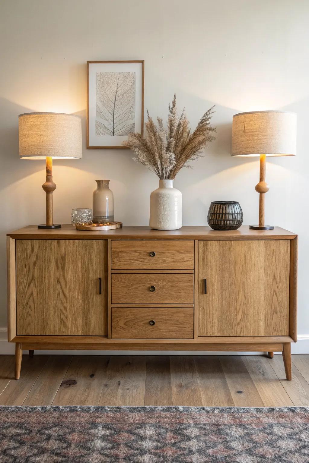 Two matching buffet lamps bring instant symmetry and polish to your dining room server.