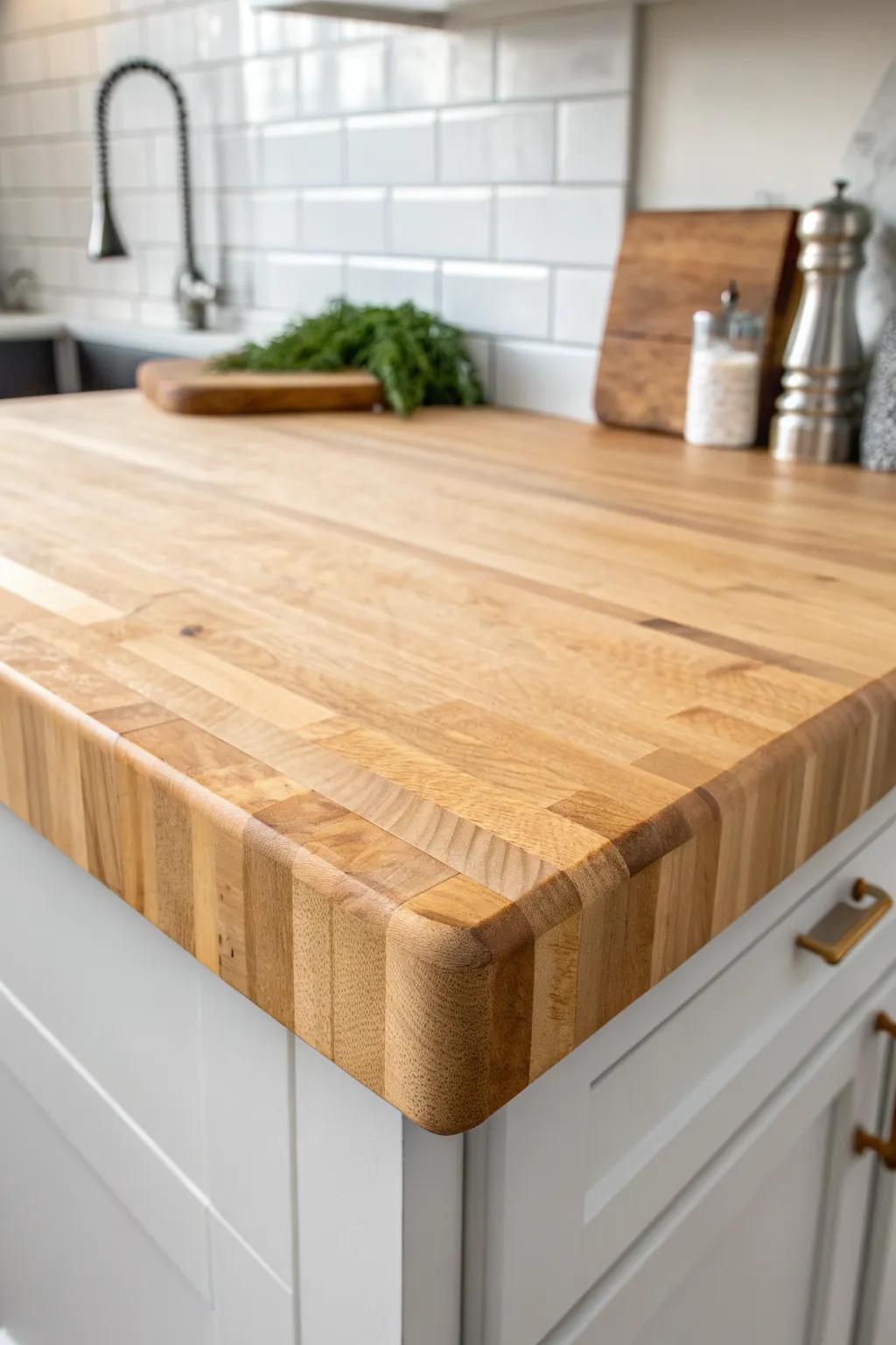 DIY butcher block refresh: eased edges and a food-safe seal for a warm, modern glow.