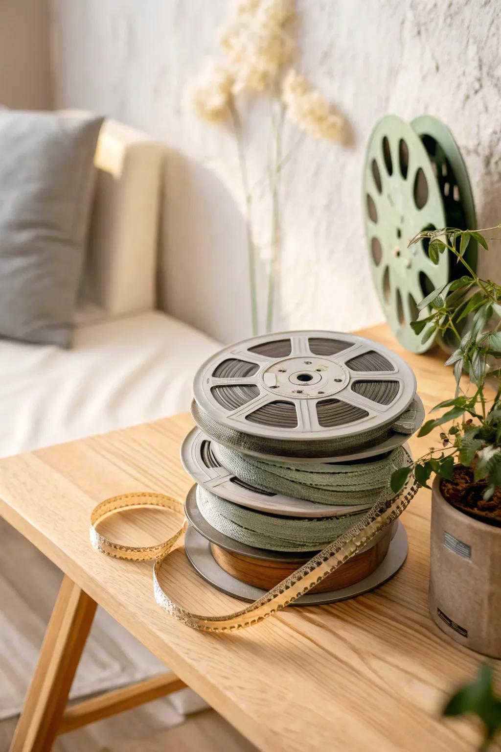 Capture the magic of vintage cinema with these charming film reel centerpieces.