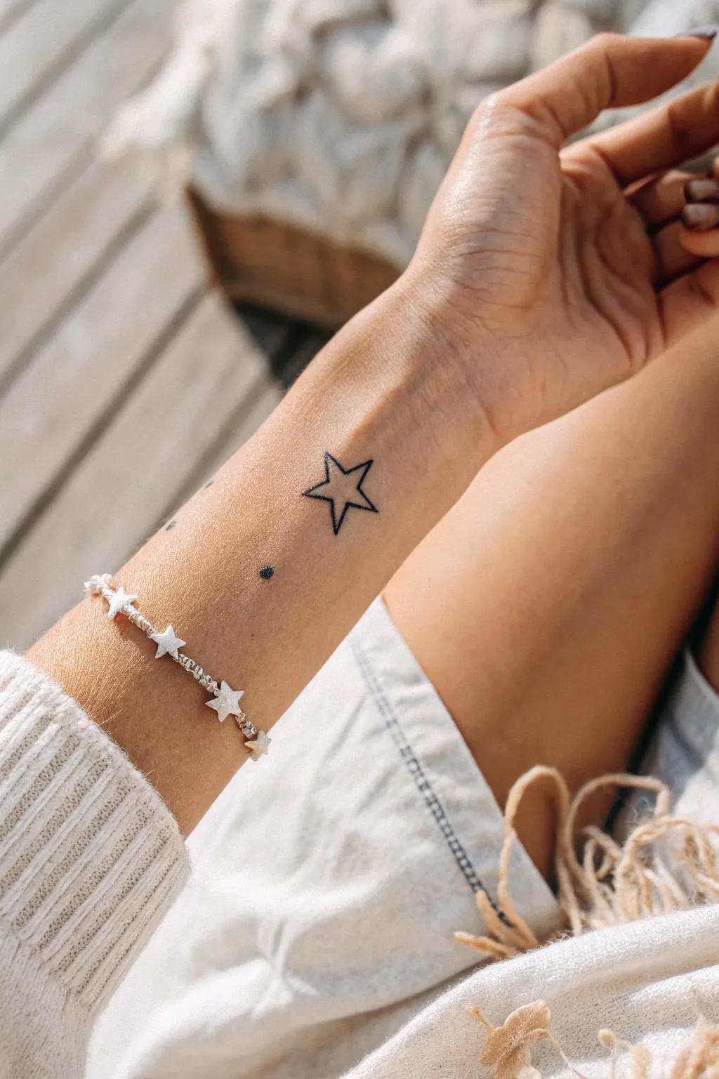 Adorn your skin with a timeless star - simple, elegant, and effortlessly chic.