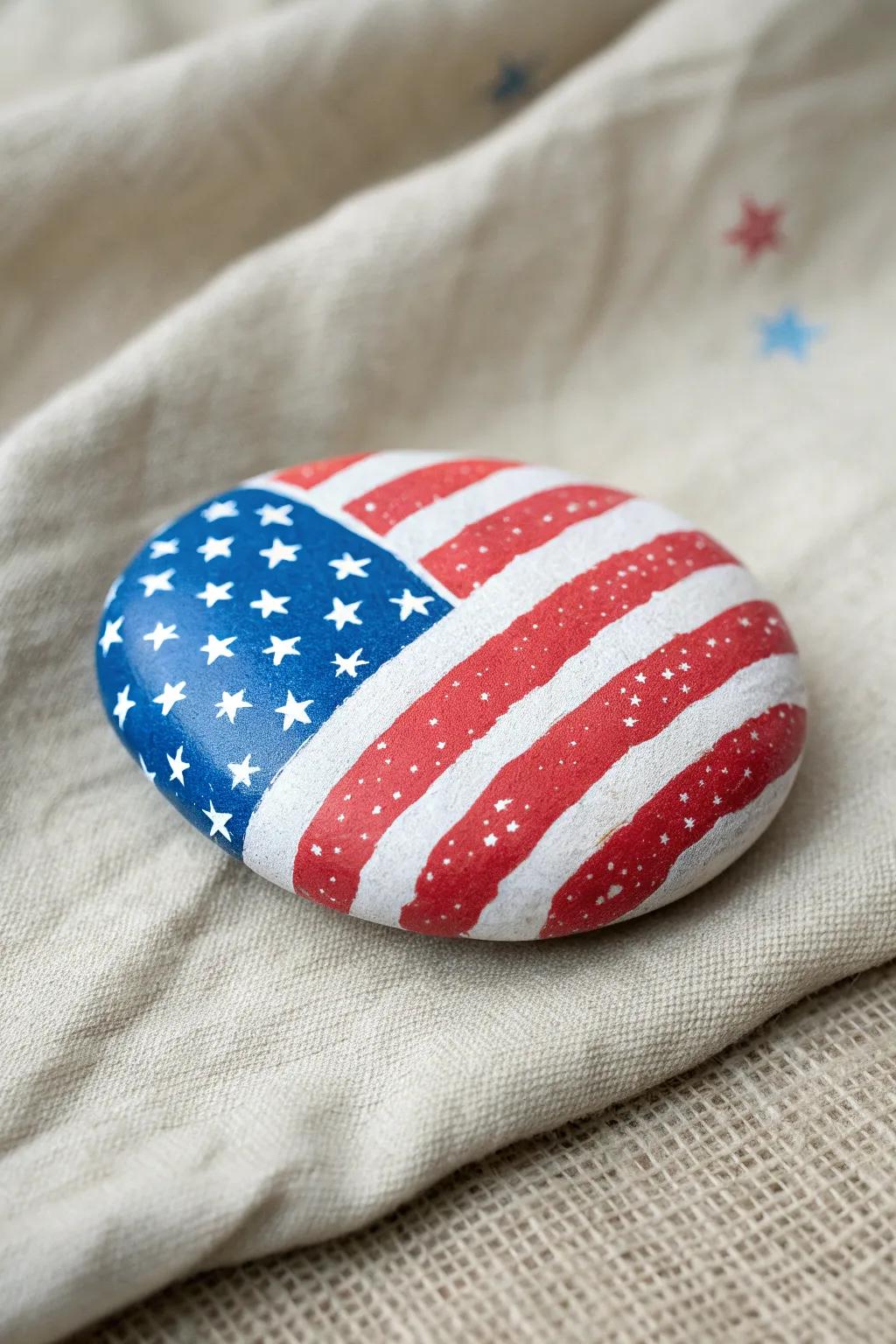 Celebrate simplicity and patriotism with this beautifully crafted American flag rock—where minimalist design meets bold expression.