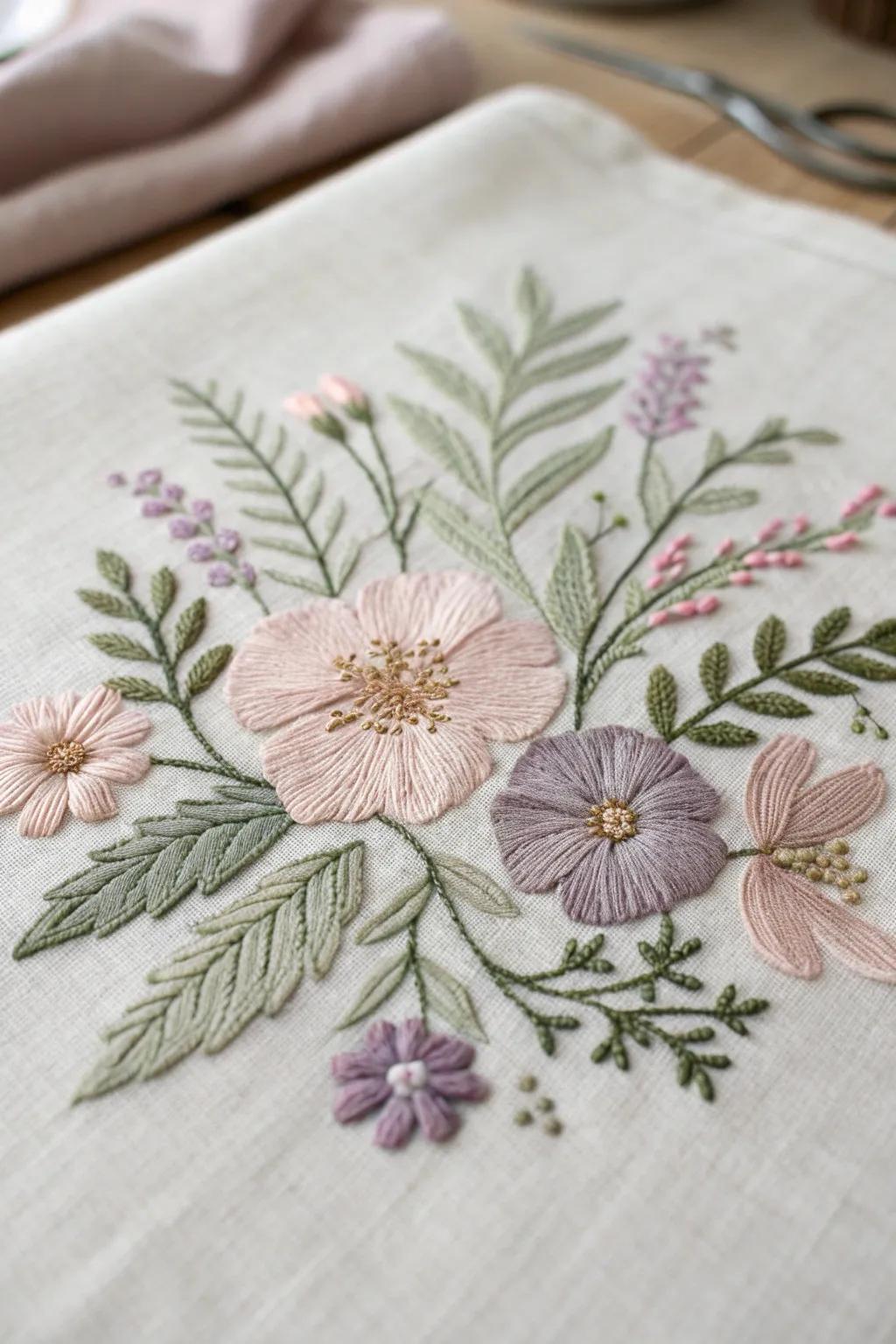Embrace the elegance of nature with this floral fantasy embroidery logo—where simplicity meets timeless charm.