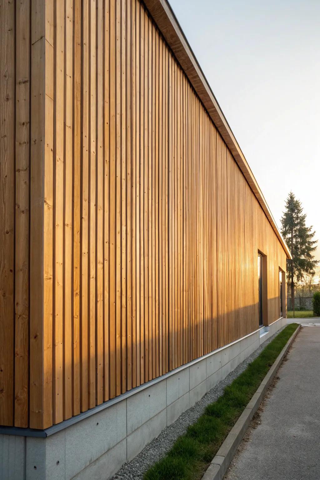 Clean vertical wood slats with shadow gaps—an instant modern look that makes walls feel taller.