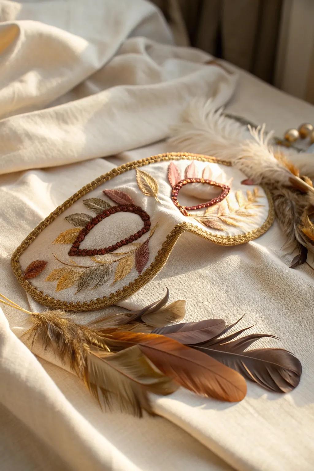 Embrace elegance with this Feathered Fantasy eye mask, where simplicity meets whimsical beauty.