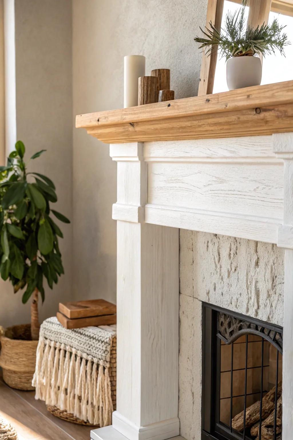 A warm-white mantel makeover that instantly brightens your fireplace and elevates the whole room.