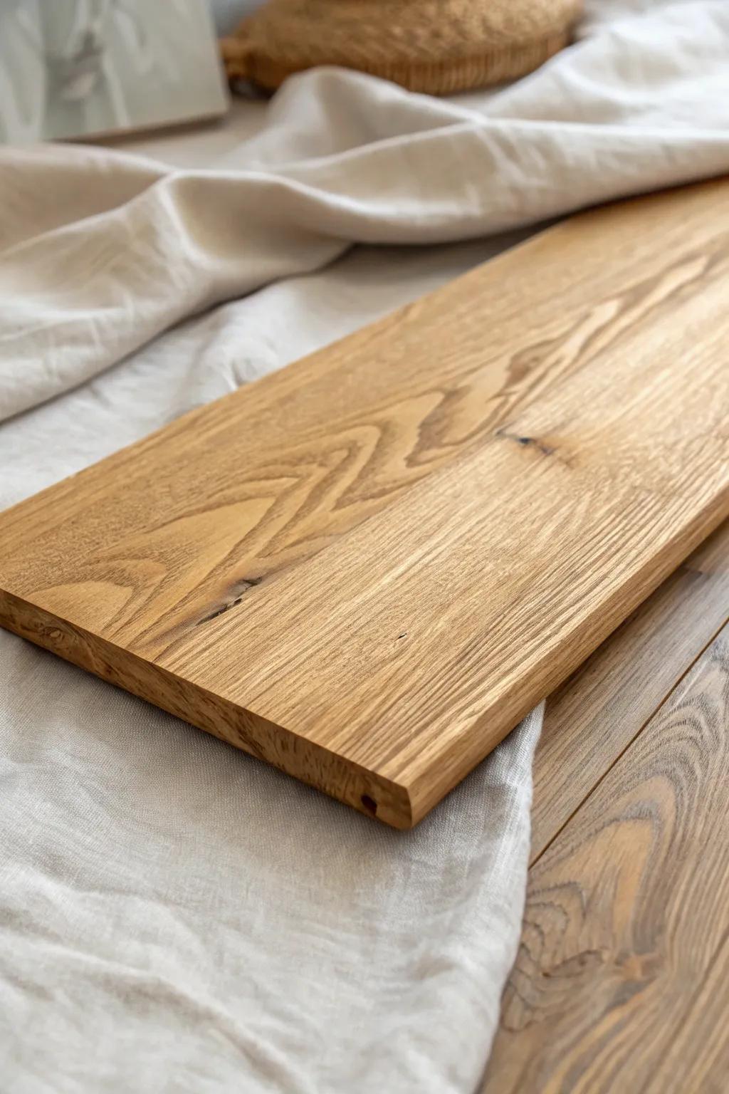 Wide-plank oak with a soft natural finish—calm, classic French country charm.