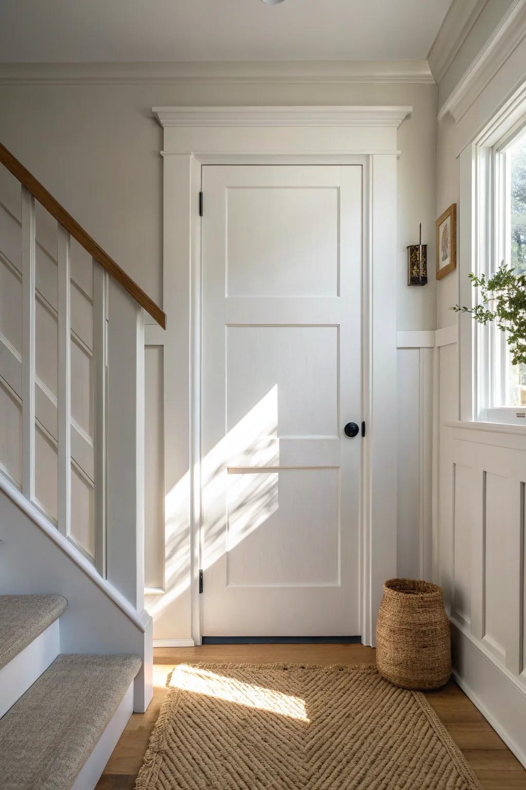 A classic painted panel door that blends into the trim—clean, calm, and quietly crafted.