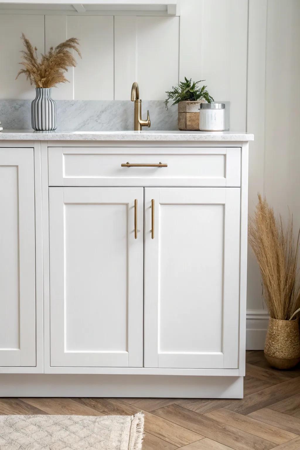Classic bright white cabinets: light-bouncing, timeless, perfect with stone tops and oak floors.