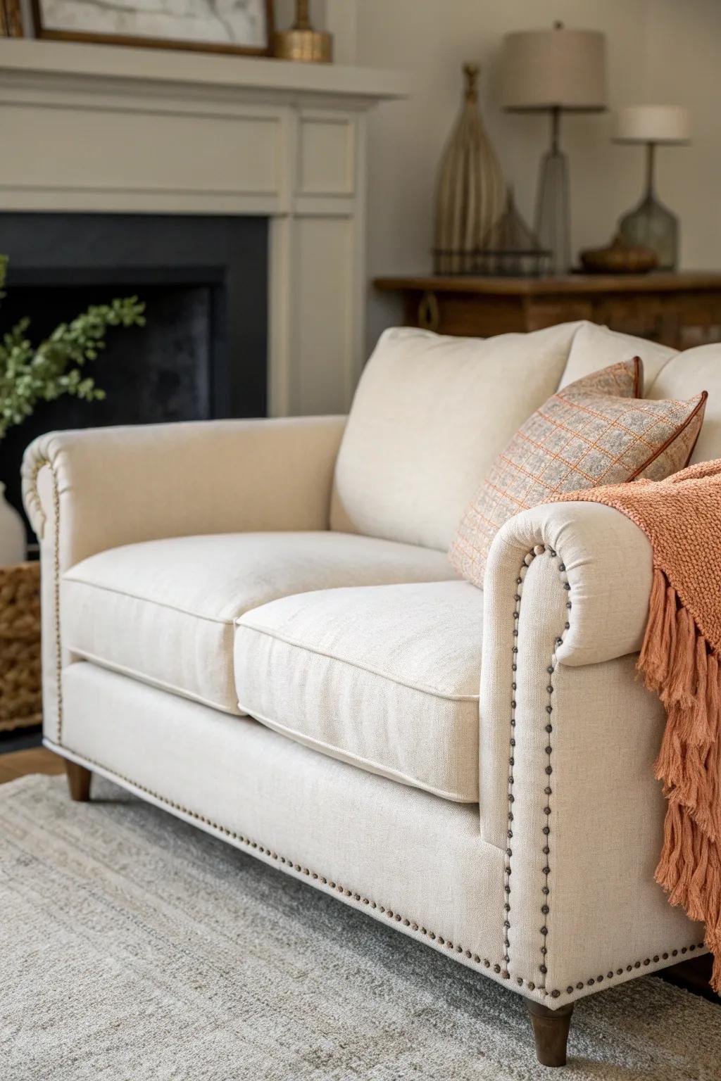 Fireplace-side symmetry made effortless: a minimal loveseat that feels warm, handcrafted, and cozy.