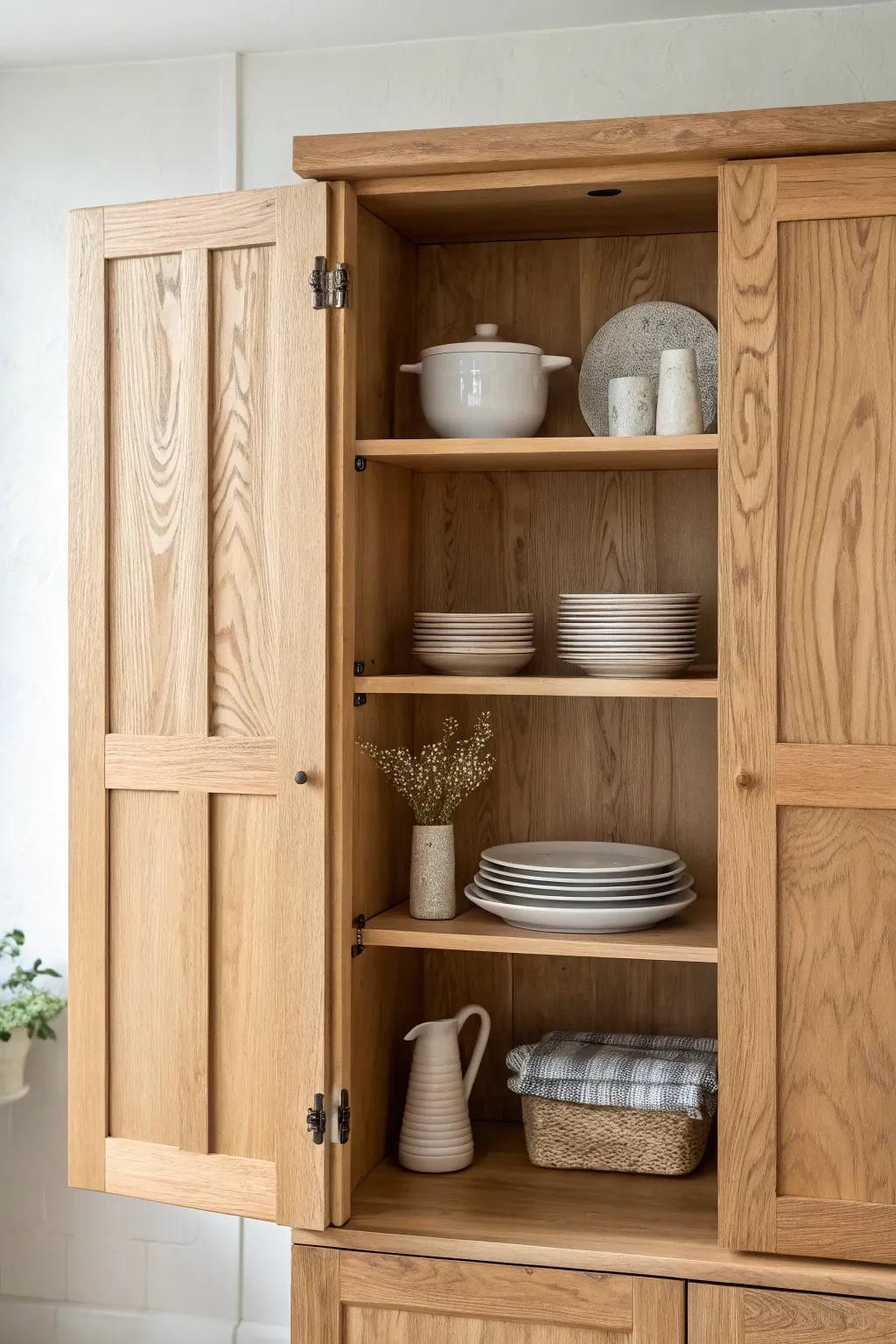 Remove the doors, paint the inside, and let your everyday dishes become the decor.