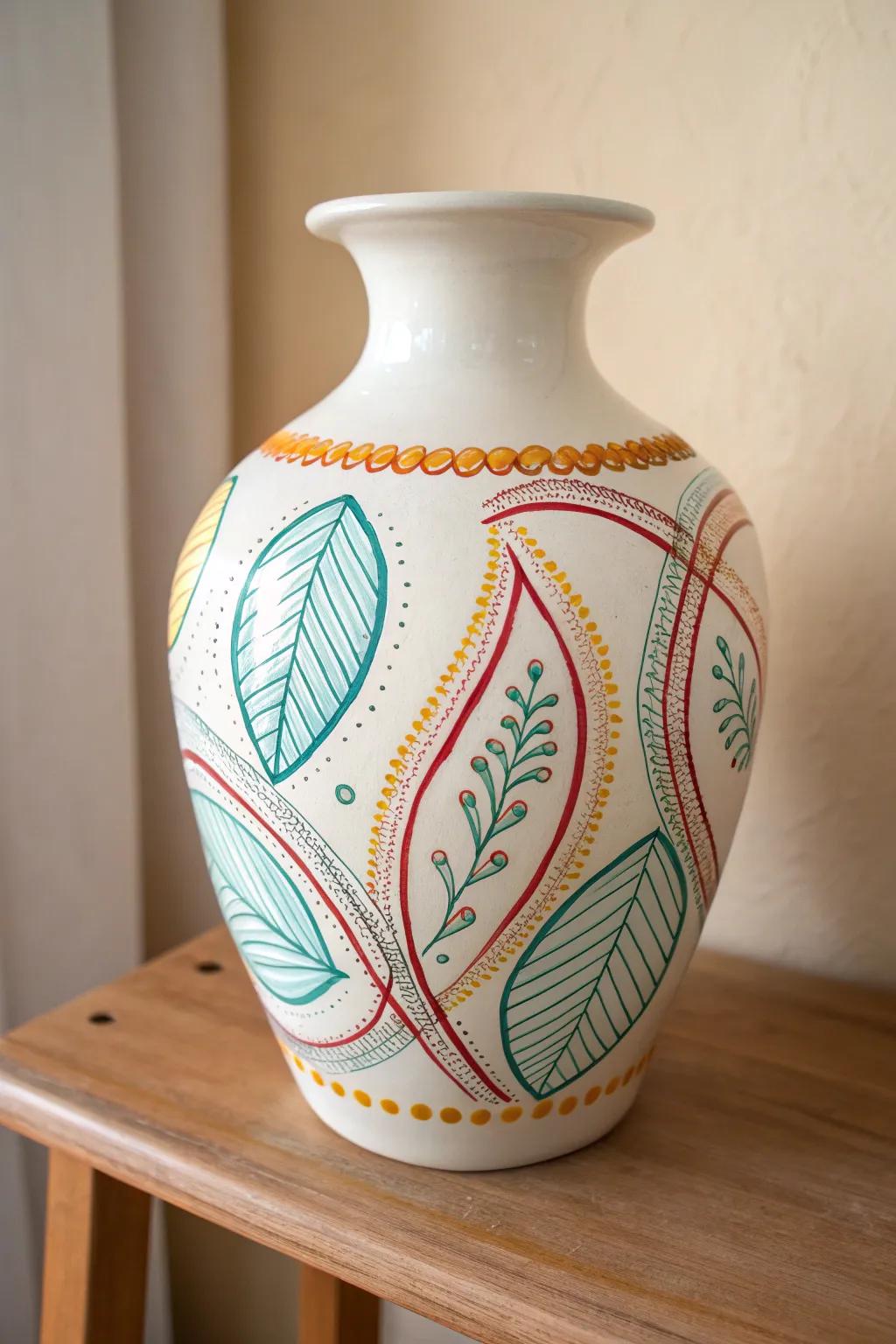 Embrace minimalist elegance with a burst of color through abstract paint marker art.