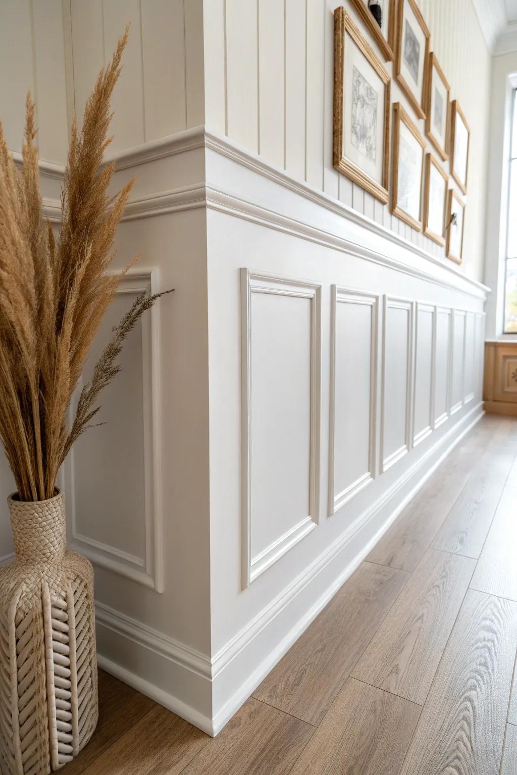 Classic chair-rail raised panel wainscoting—timeless detail that elevates a simple dining room.