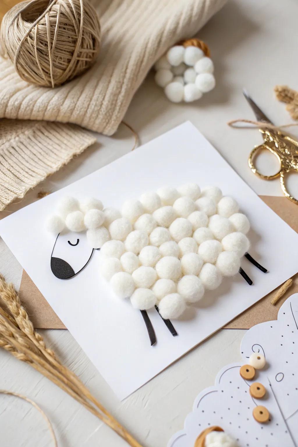 Embrace the charm of simplicity with this delightful cotton ball sheep craft.