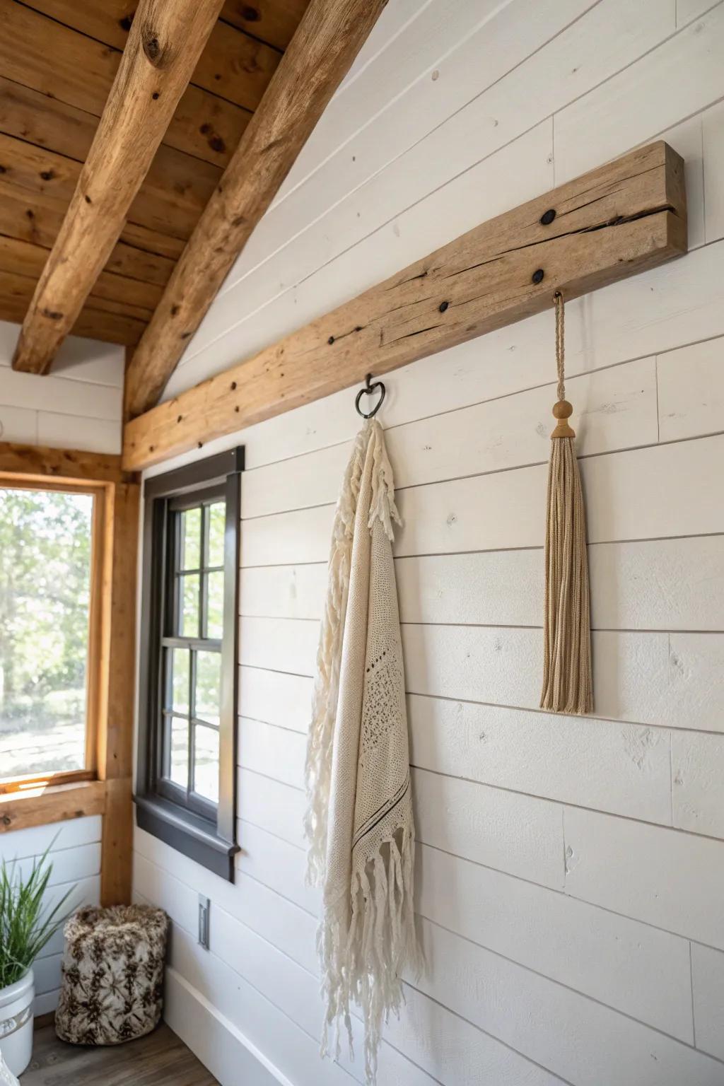 Whitewashed walls make a small cabin glow—keep natural beams for warmth and texture.