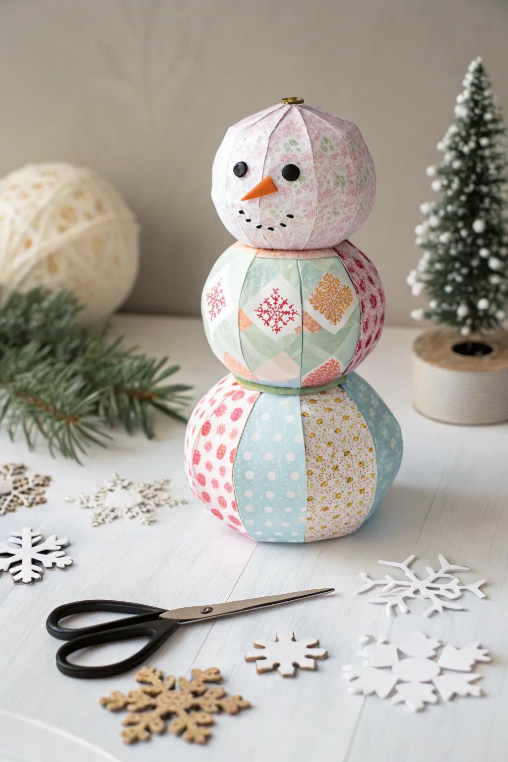 Elevate your winter décor with this charming paper snowman that brings a whimsical touch to minimalist design!