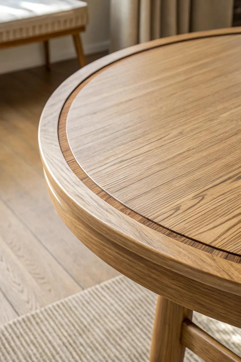 A simple walnut border banding turns any tabletop into a crisp, finished statement.