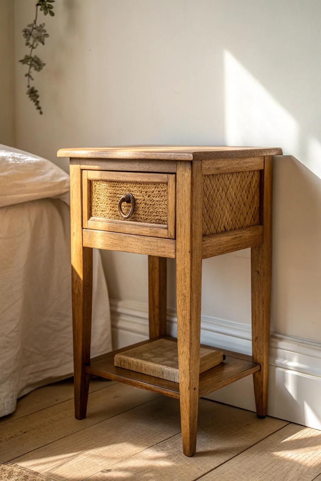 Creamy neutral walls make warm vintage wood glow—turning thrifted finds into heirloom charm.