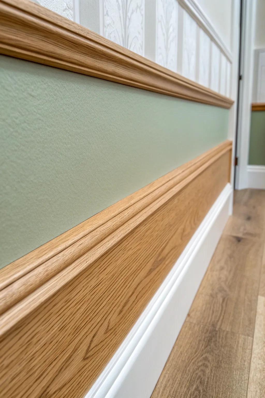 Classic chair rail border with two-tone paint—simple trim that instantly makes walls feel custom.