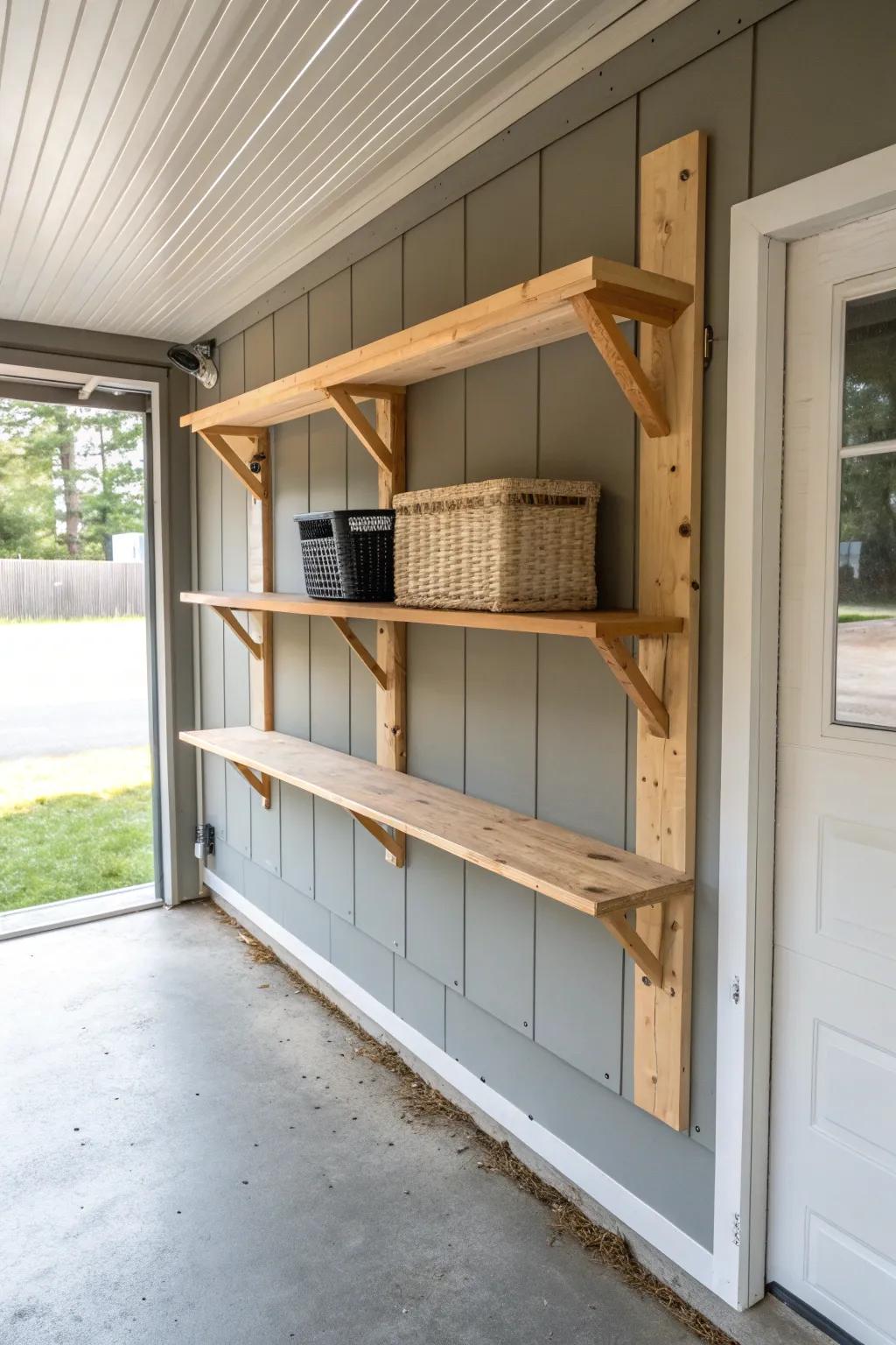 Classic 2x4 + plywood stud-mounted shelf—fast, sturdy storage with clean Scandinavian style.