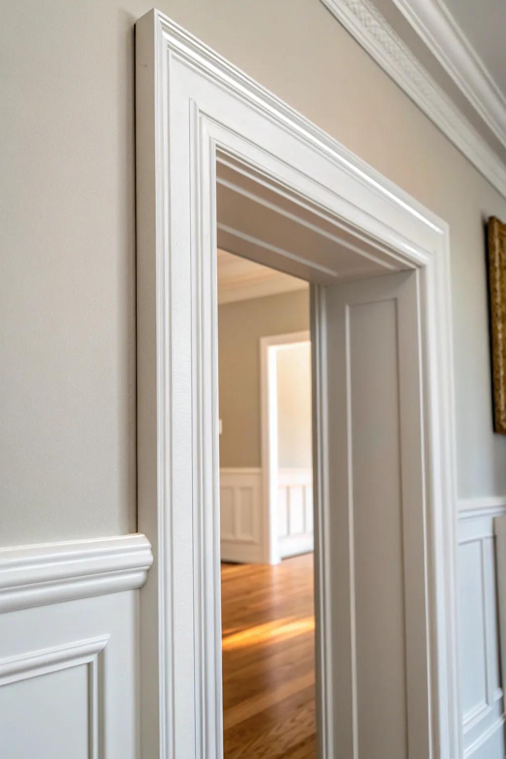 Beefy cased opening trim that makes a wide doorway feel finished and architectural.