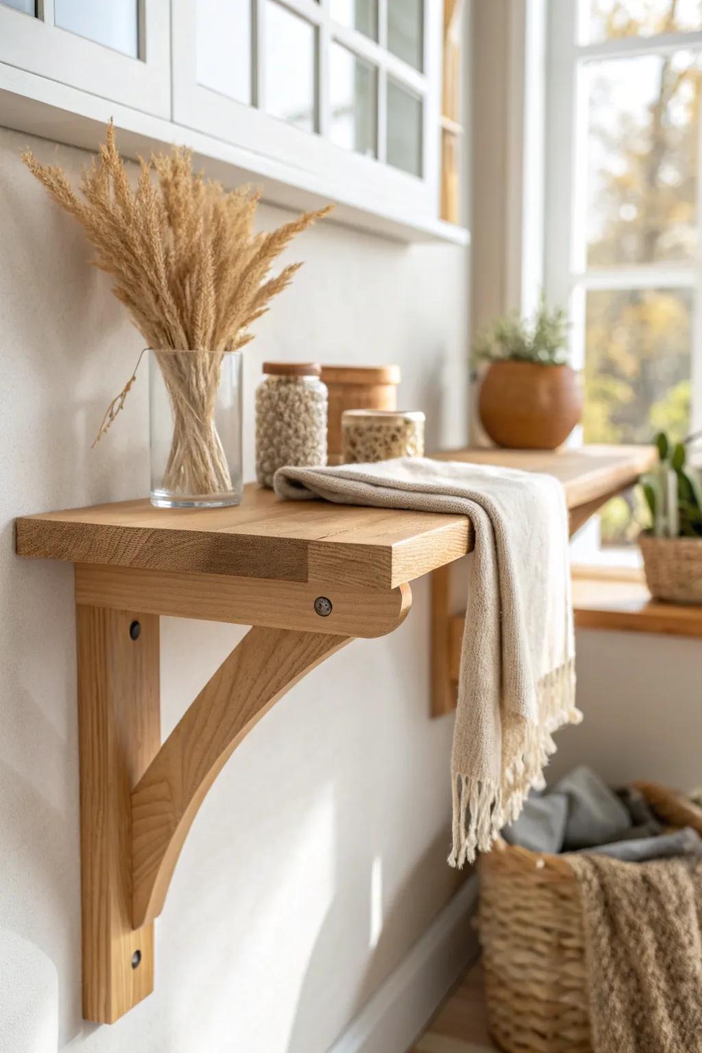 Classic solid wood L-bracket with corner block—minimal, sturdy, and beautifully handcrafted.