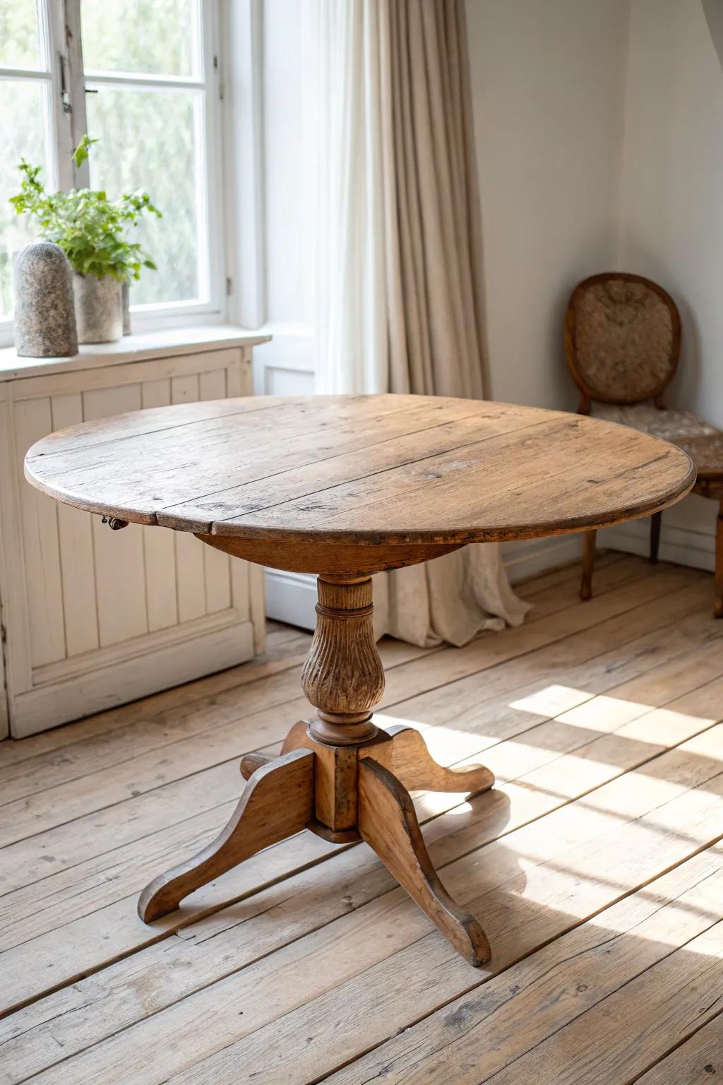 A simple island table that invites shoppers to circle, pause, and browse from every side.