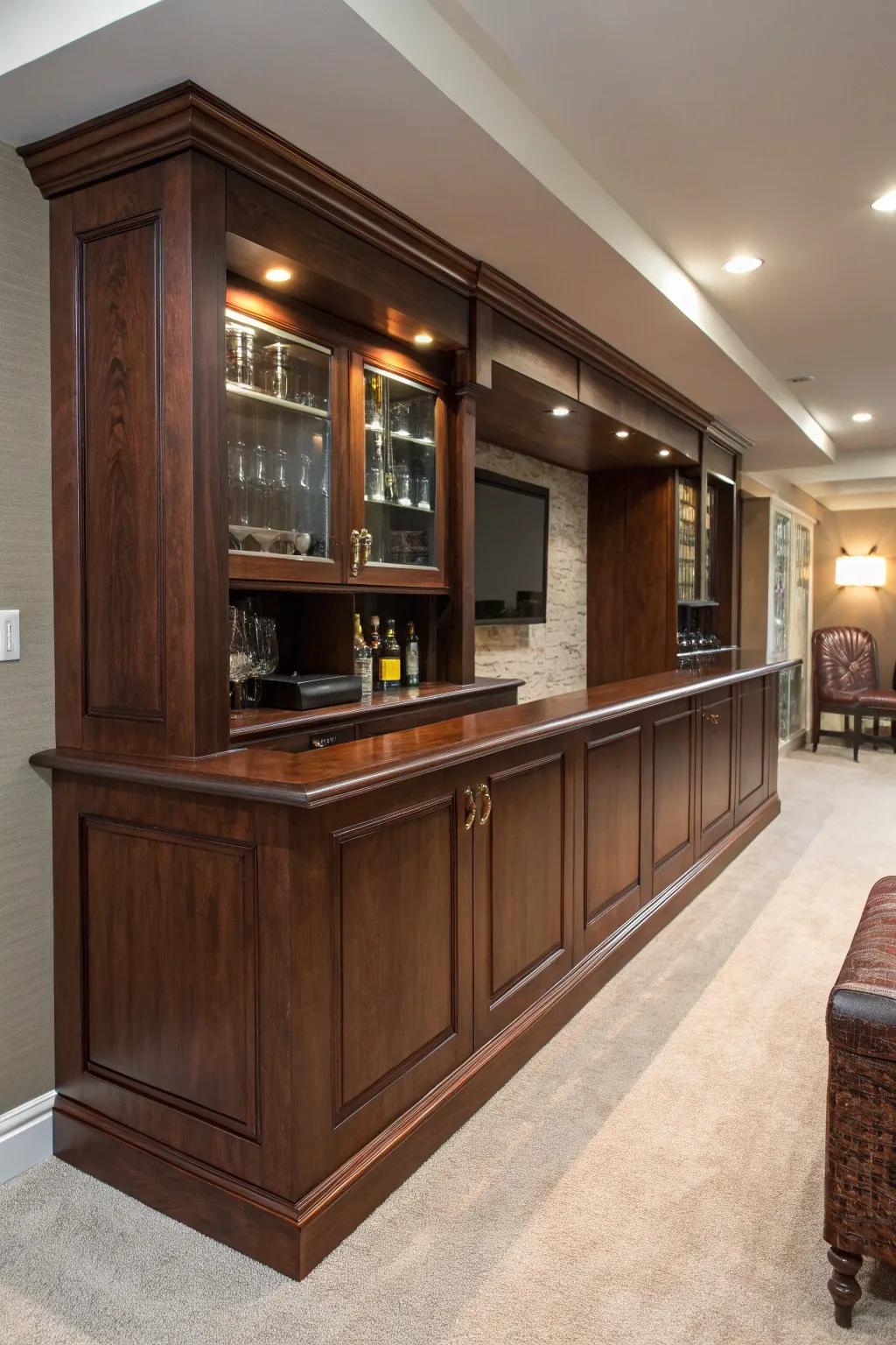 Discover the art of concealment with this elegant fold-down bar ledge, a hidden treasure in every stylish home.
