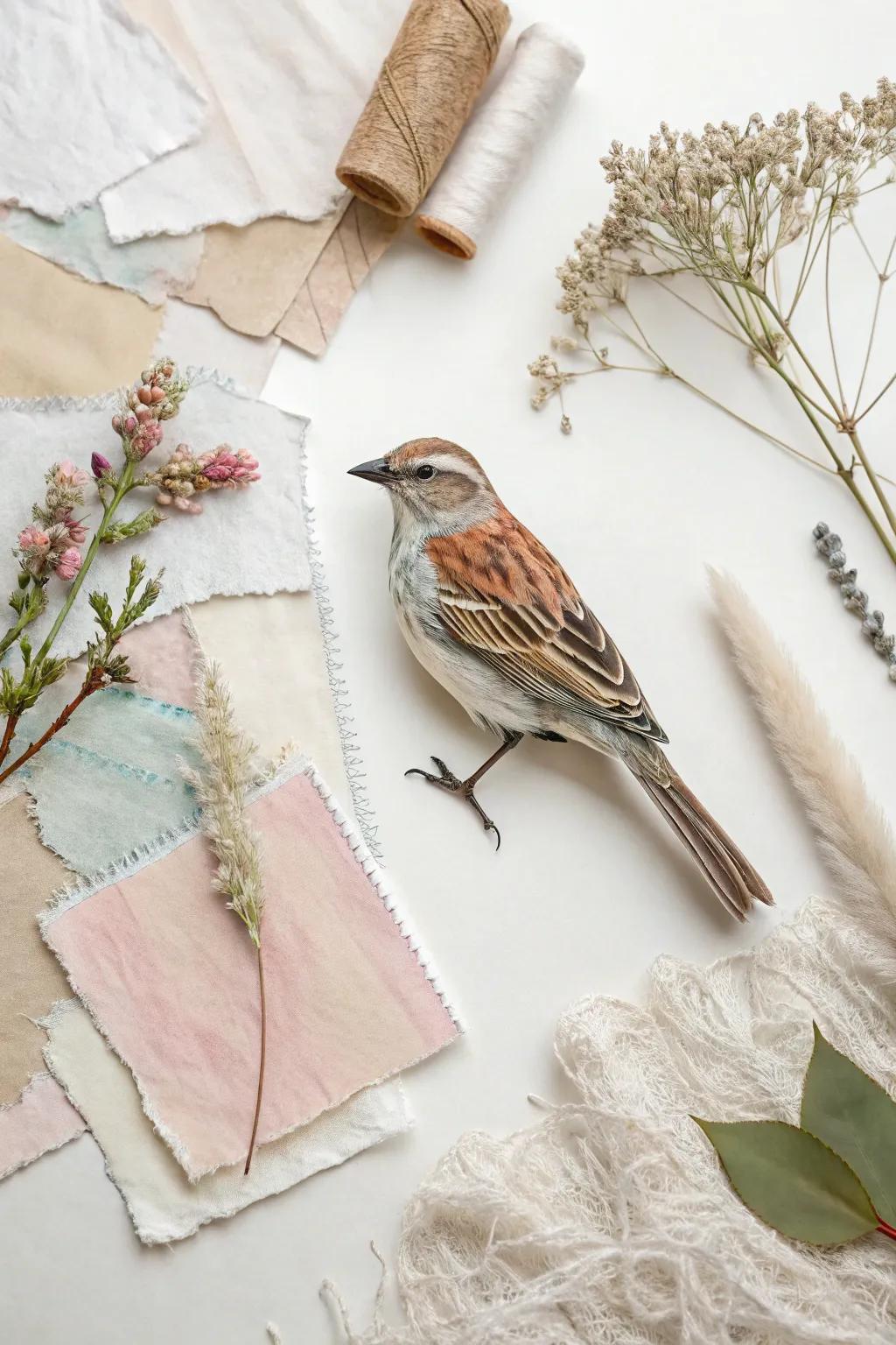 Discover the art of simplicity with this enchanting mixed media bird collage, where creativity meets craftsmanship.