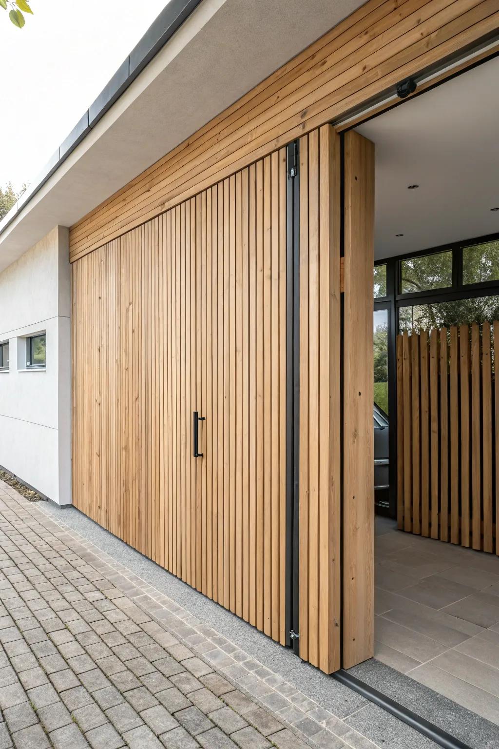 Pocket sliding carport door that vanishes into the fence—clean, seamless, and beautifully crafted.
