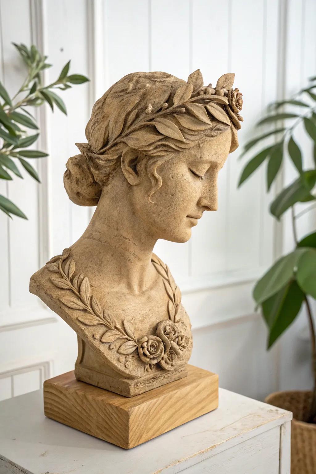Embrace nature with elegance: A clay bust that harmonizes art and the environment.