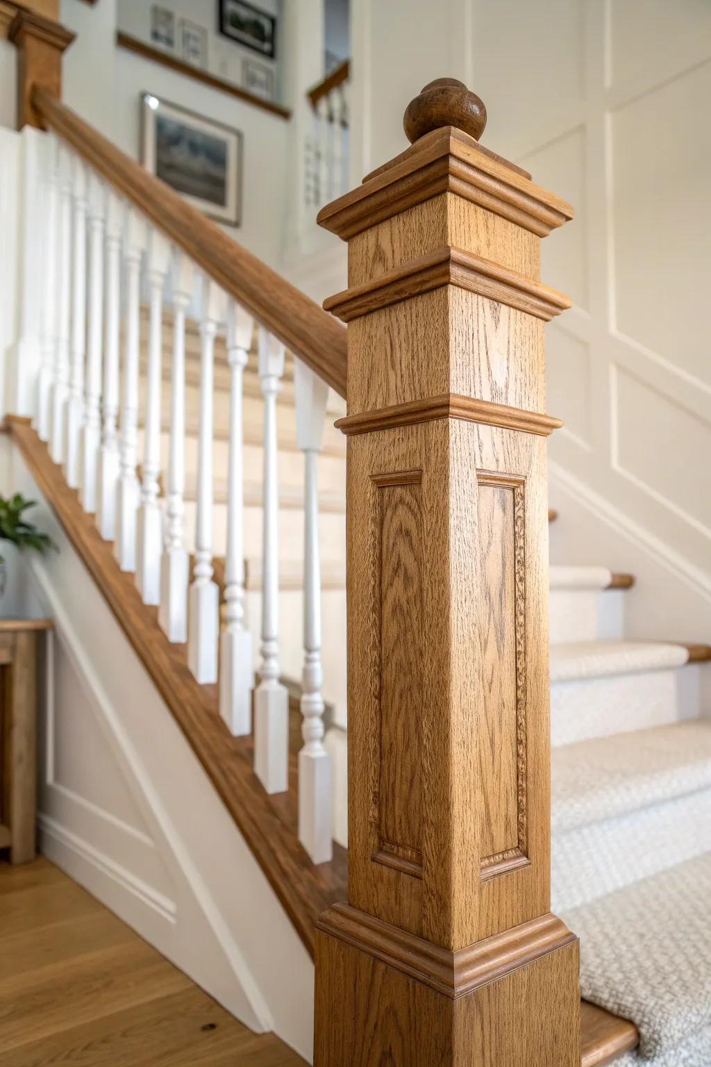 Let a polished, turned newel post become the heirloom focal point of your colonial foyer.