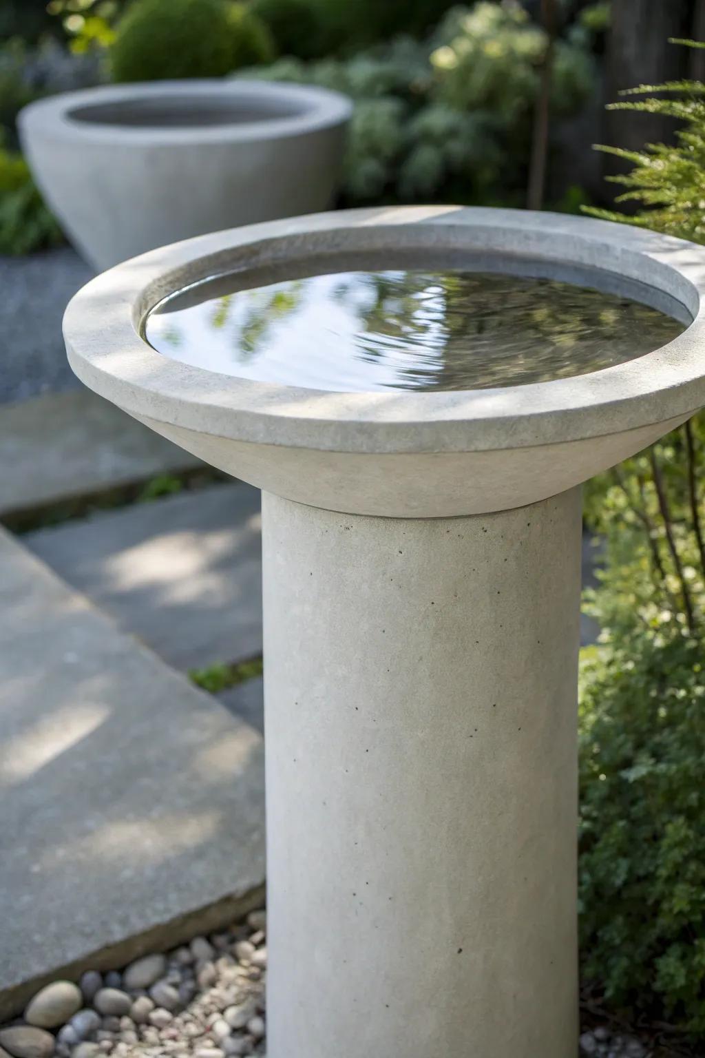Elevate your garden with this stunning concrete birdbath—where sleek design meets nature's charm.