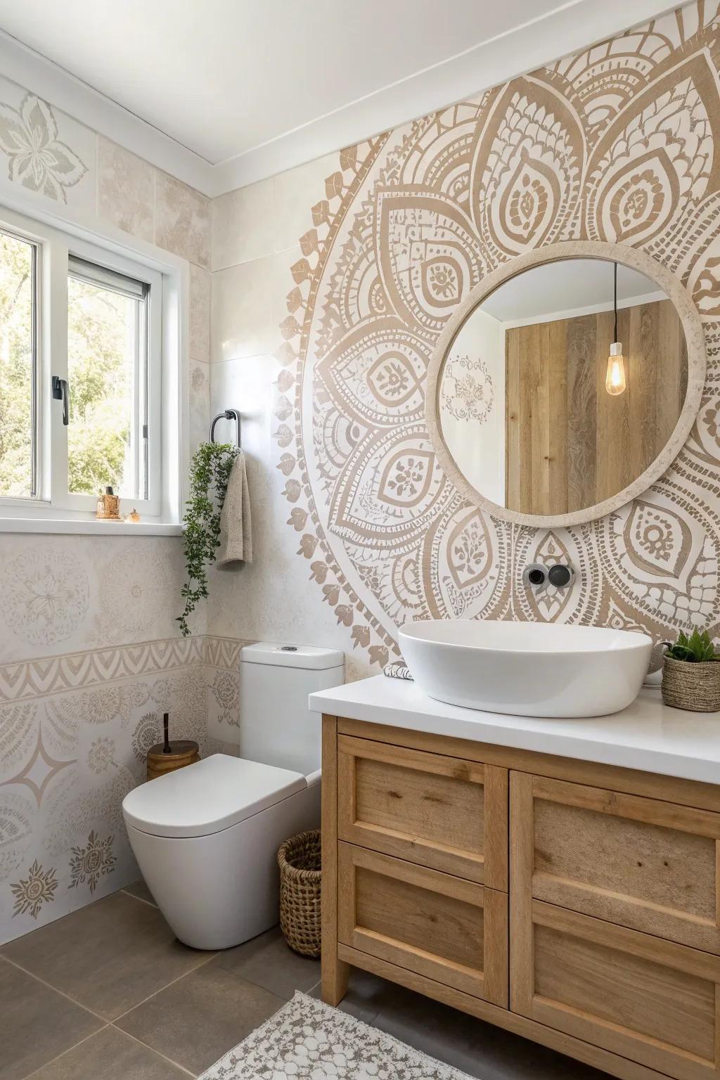 Transform your bathroom with a DIY feature wall that speaks volumes without breaking the bank. #BathroomMakeover #ScandiBohoStyle