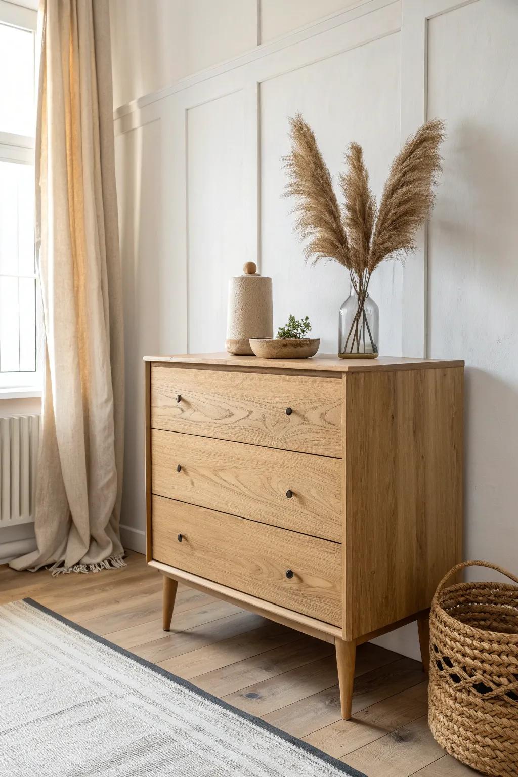 Give an old dresser a modern lift with new legs or a chunky plinth—lighter, cleaner, easier to vacuum.