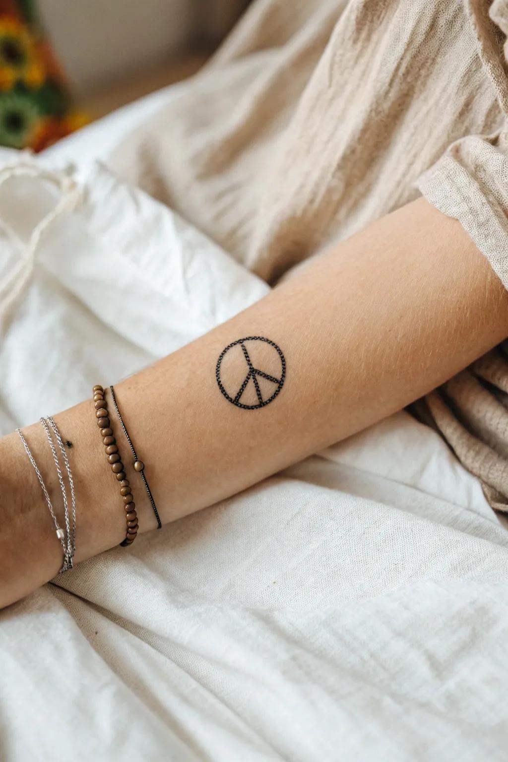Embrace simplicity and spread positivity with a minimalist peace sign tattoo. 🌿✨ #PeacefulInk #MinimalistArt