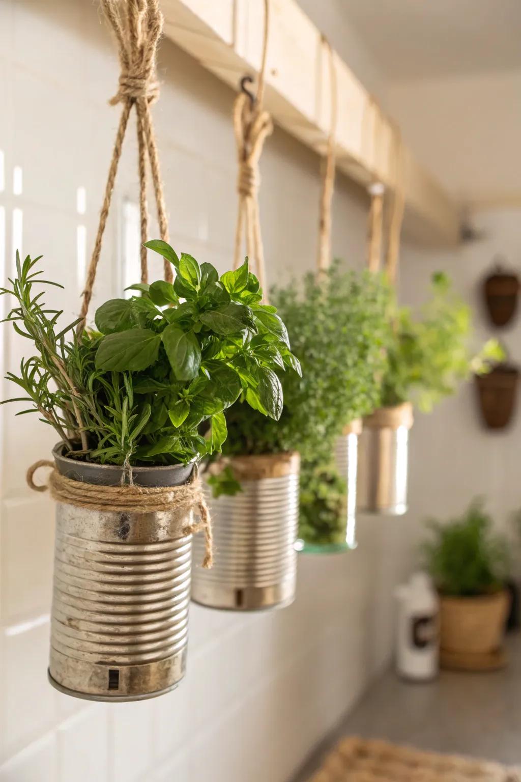Bring nature indoors with a chic hanging herb garden—freshness and style in every sprig!