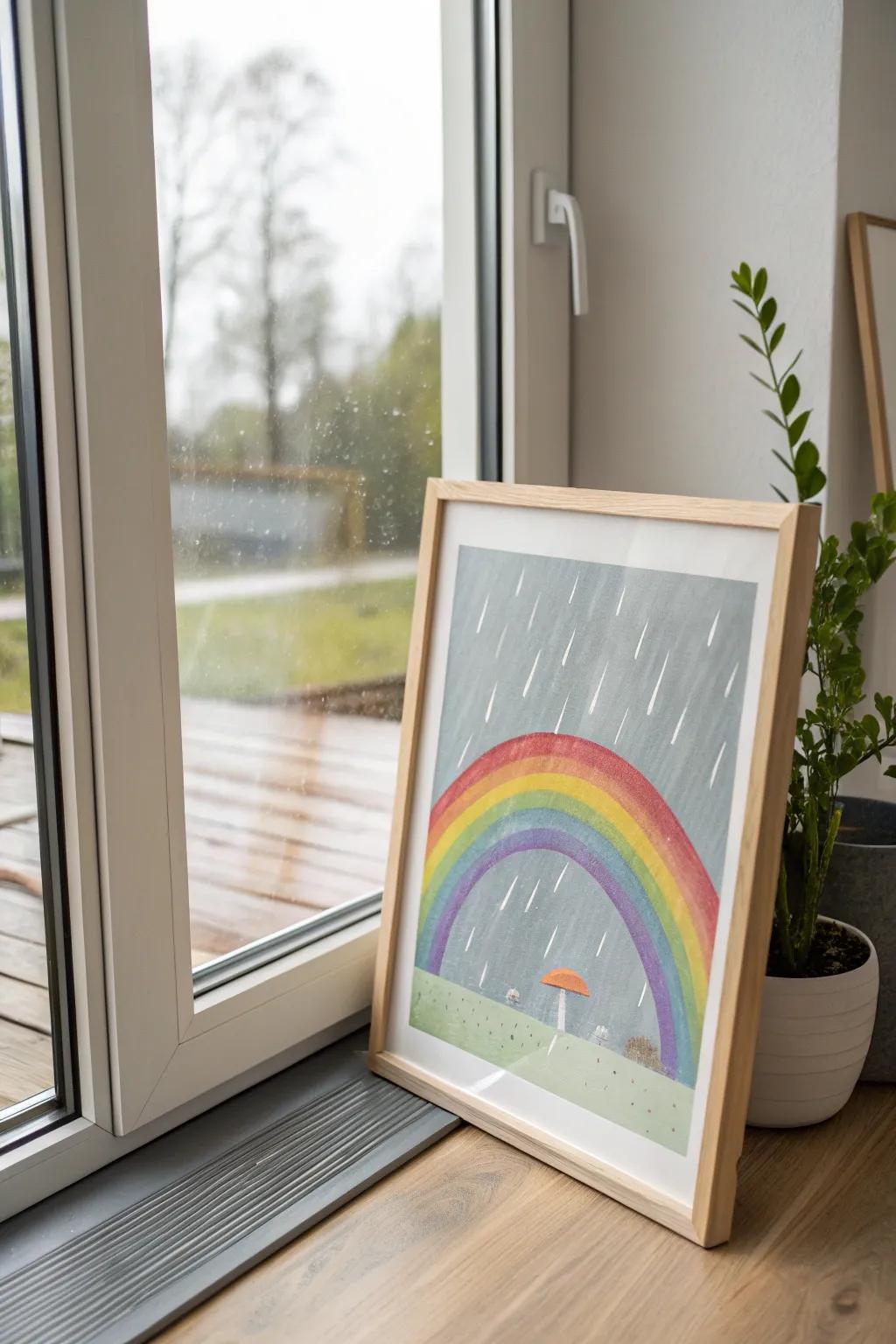 Capturing nature's surprises: A rainbow painted over a rainy day.