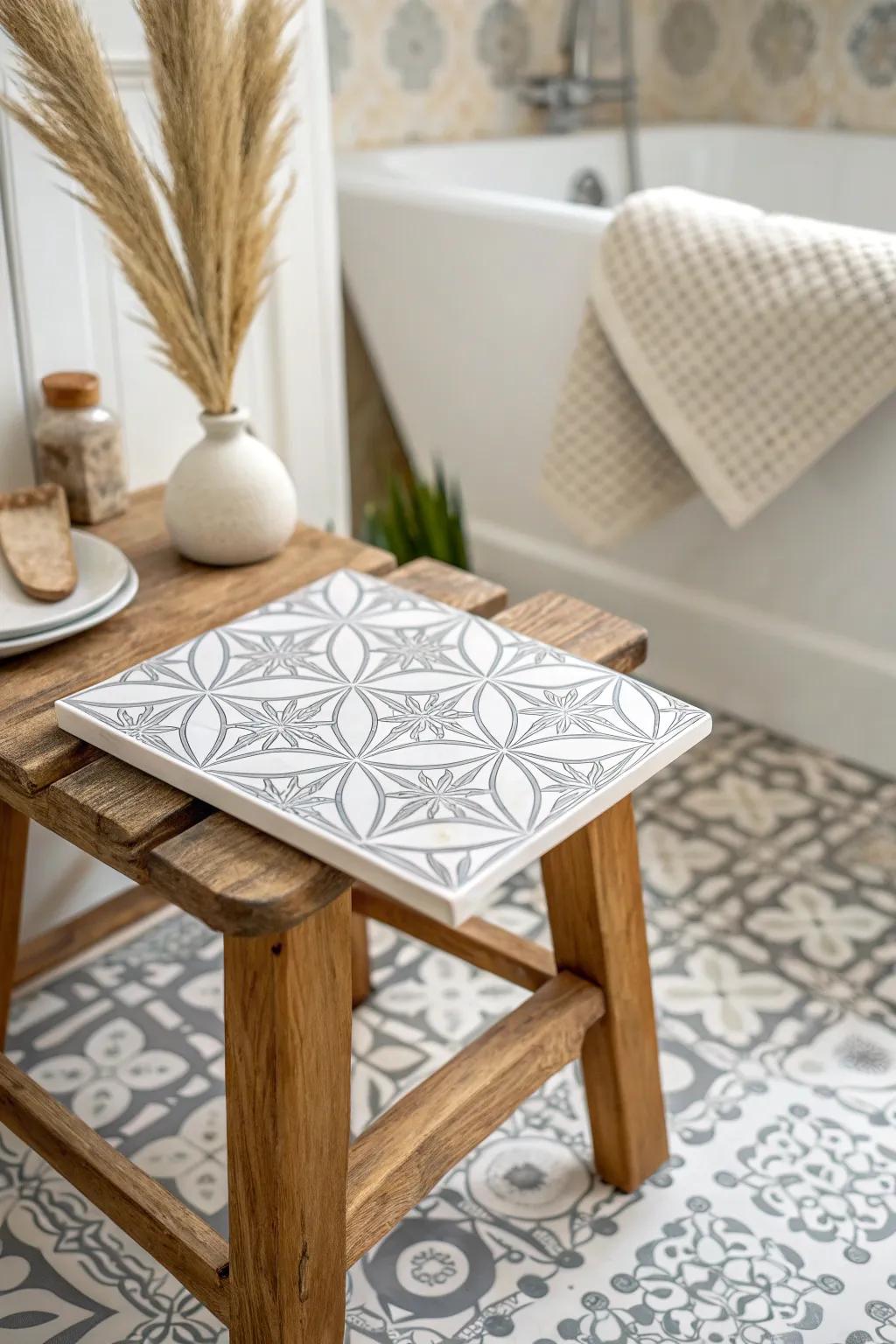 Budget farmhouse look: classic patterned peel‑and‑stick tile that upgrades a dated floor fast.