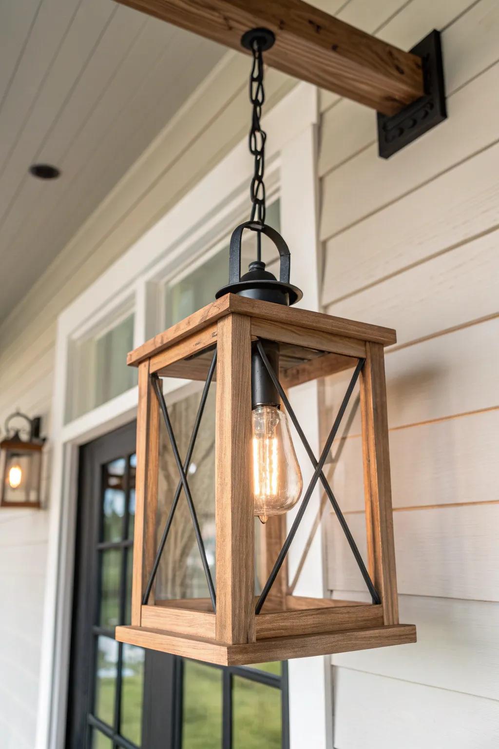 A warm lantern-style closet light: farmhouse charm with clean Scandinavian contrast.