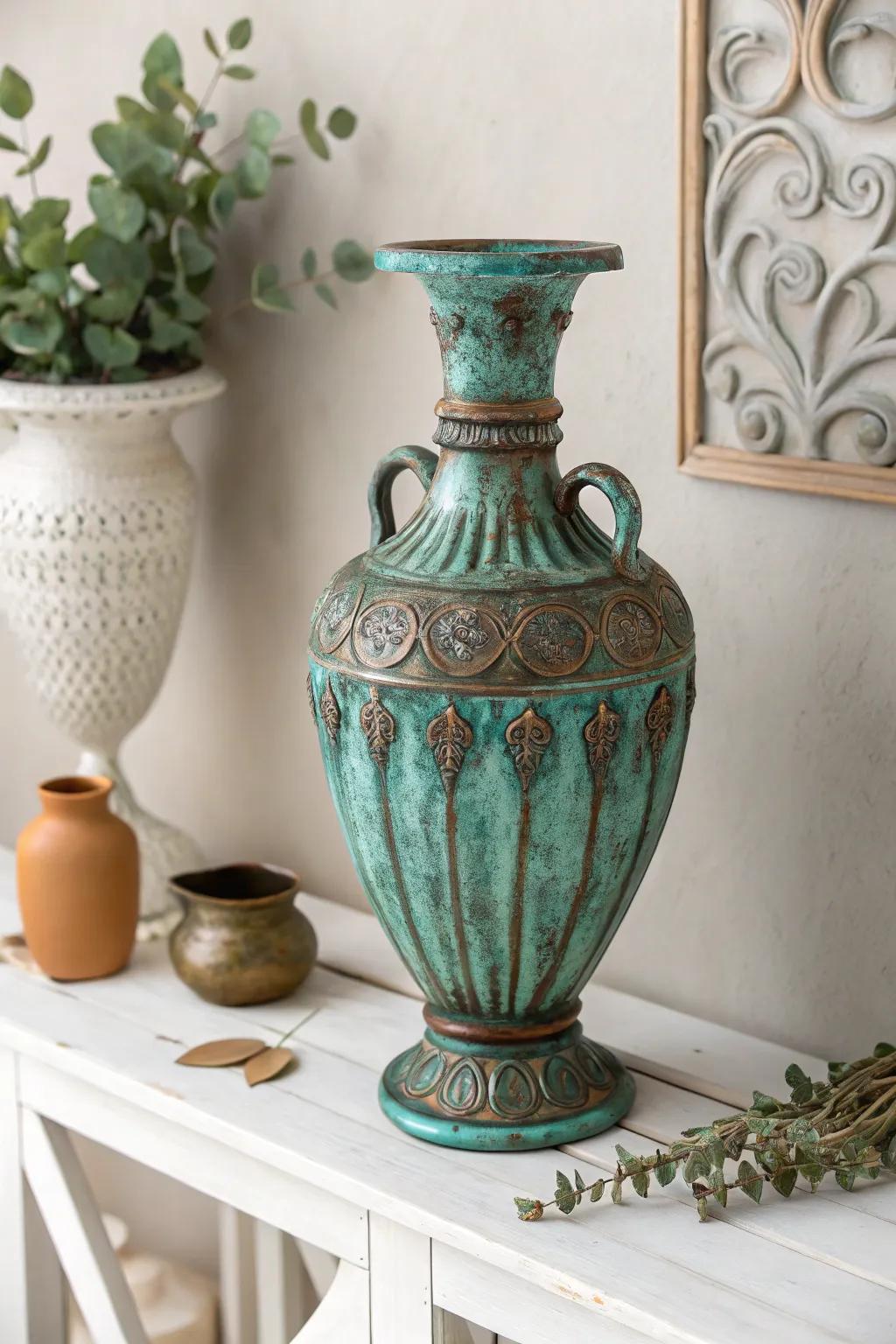 Embrace the timeless elegance of verdigris patina in your decor for a touch of antiquity in modern spaces.