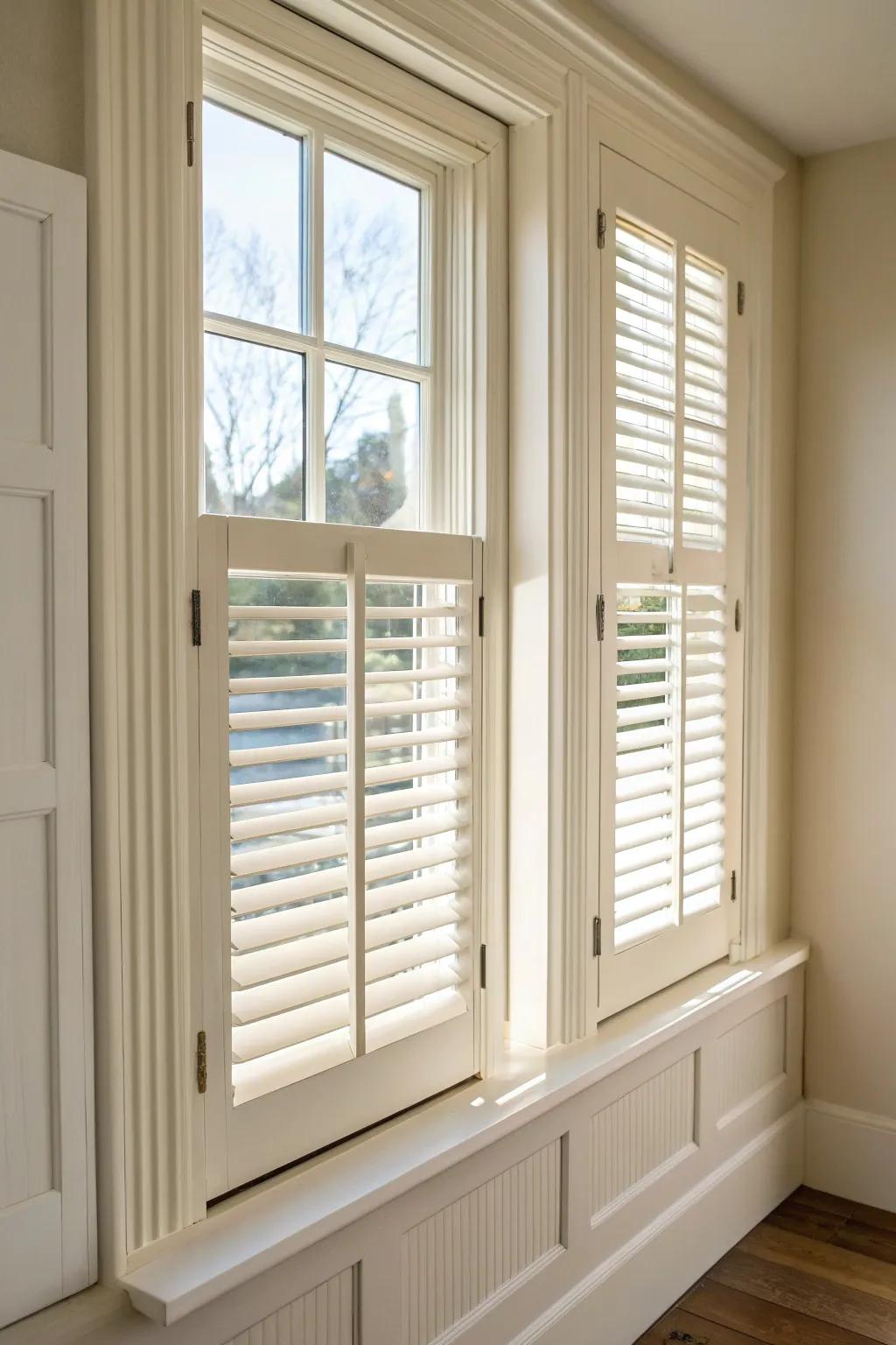 Painted-to-trim shutters for a seamless built-in look—clean, bright, and beautifully finished.